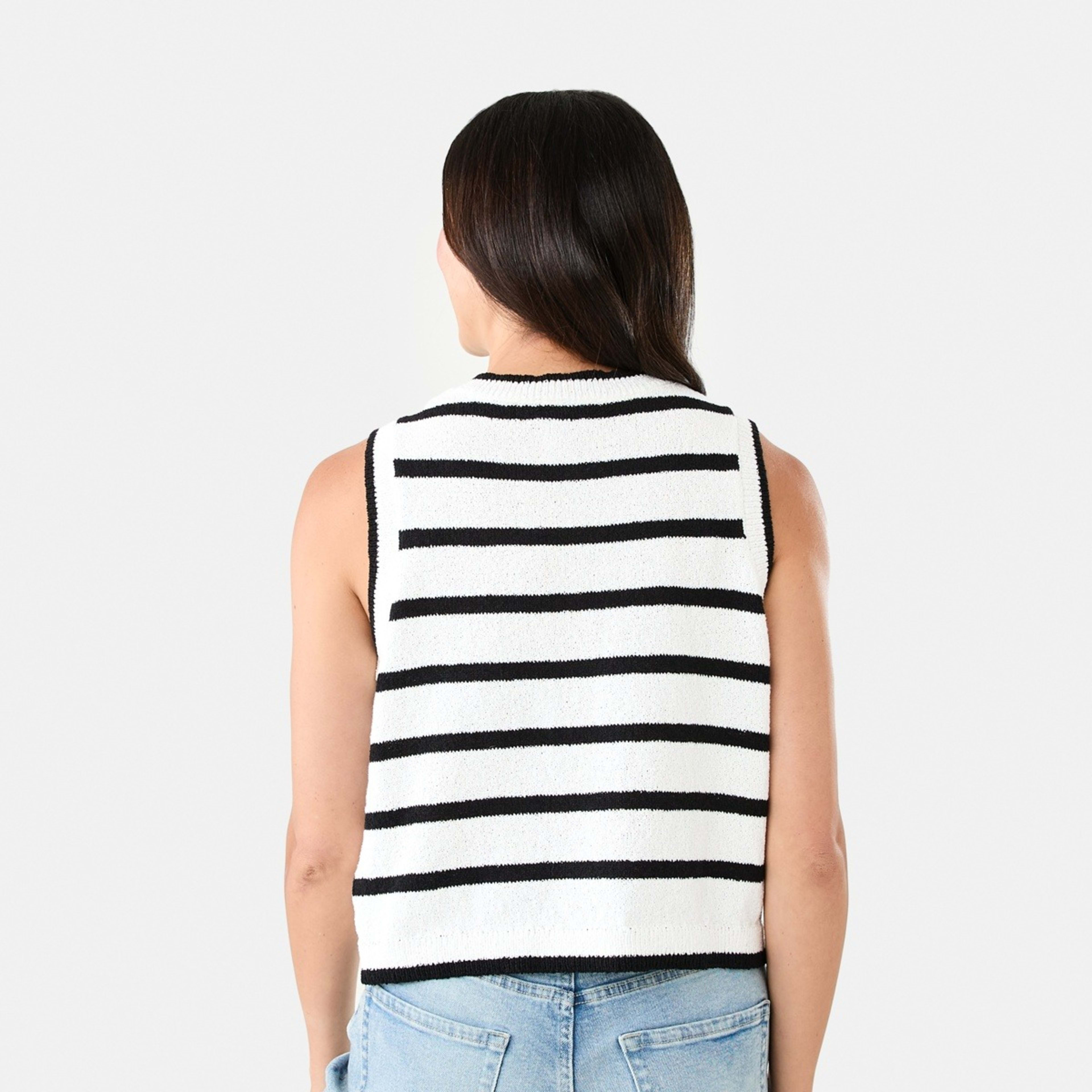 3 Contrast Button Vest Blck Strp, 3 of 8