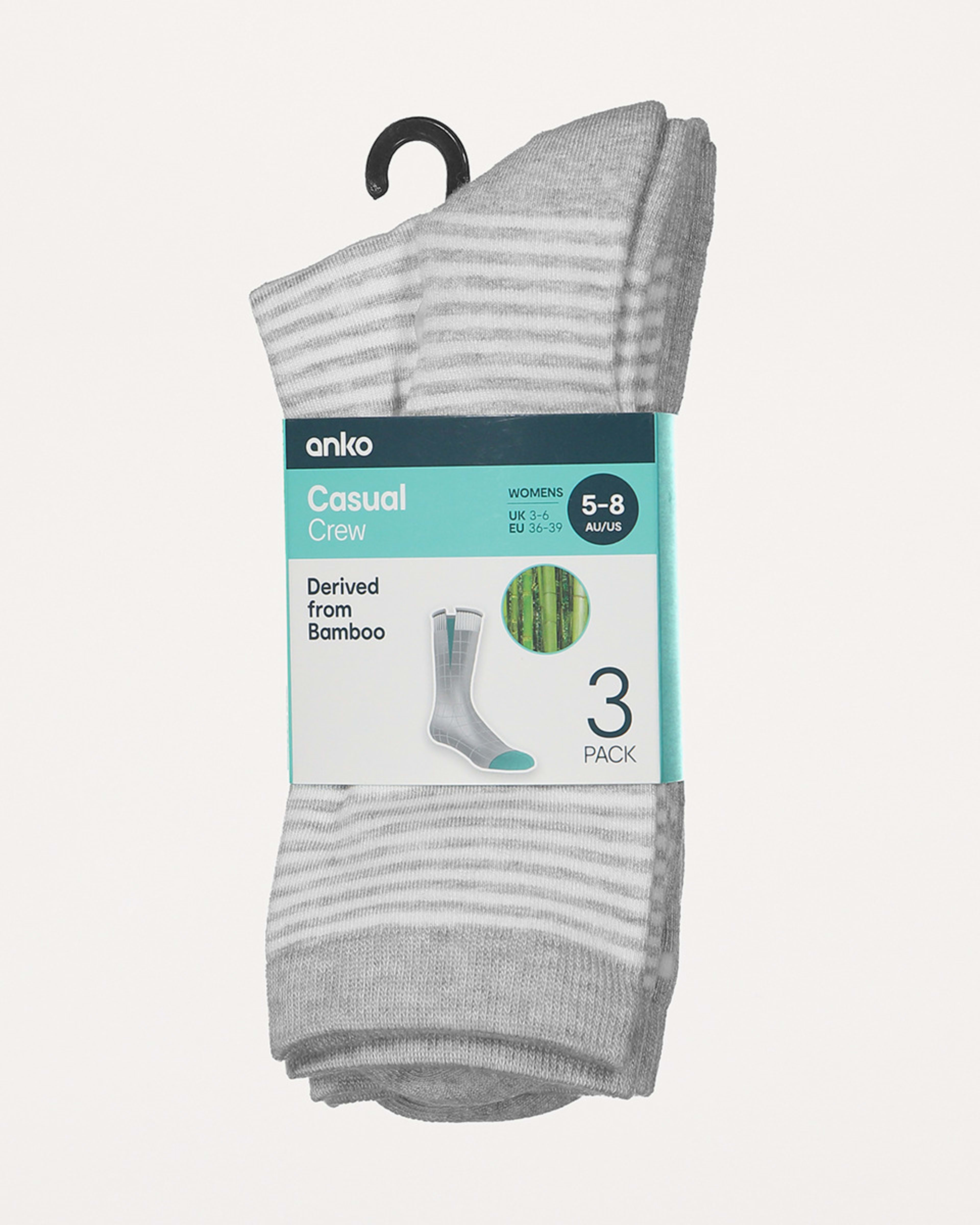3 Pack Bamboo Crew Socks Kmart