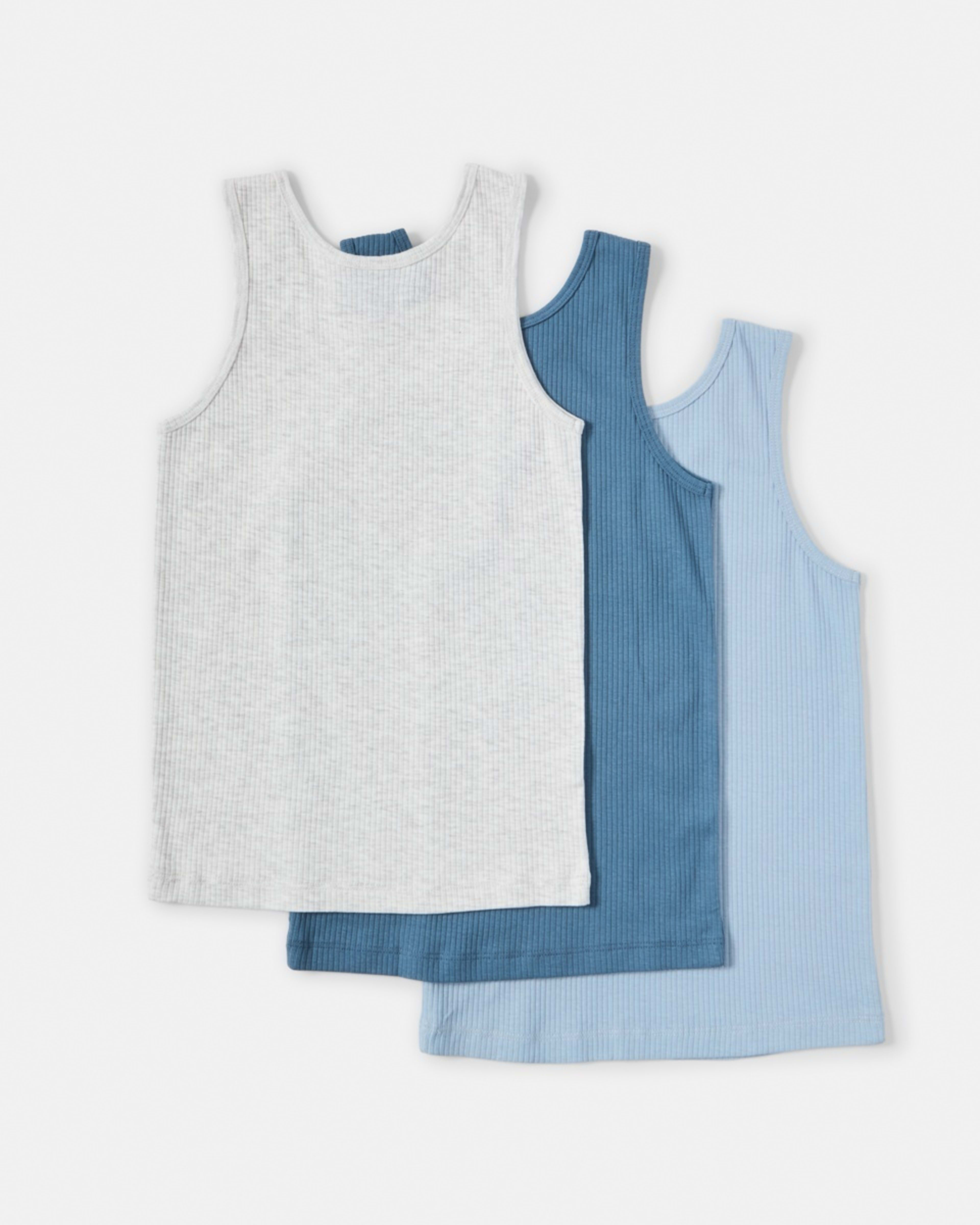 2 3 Pack Super Soft Singlets Blu Multi, 2 of 9