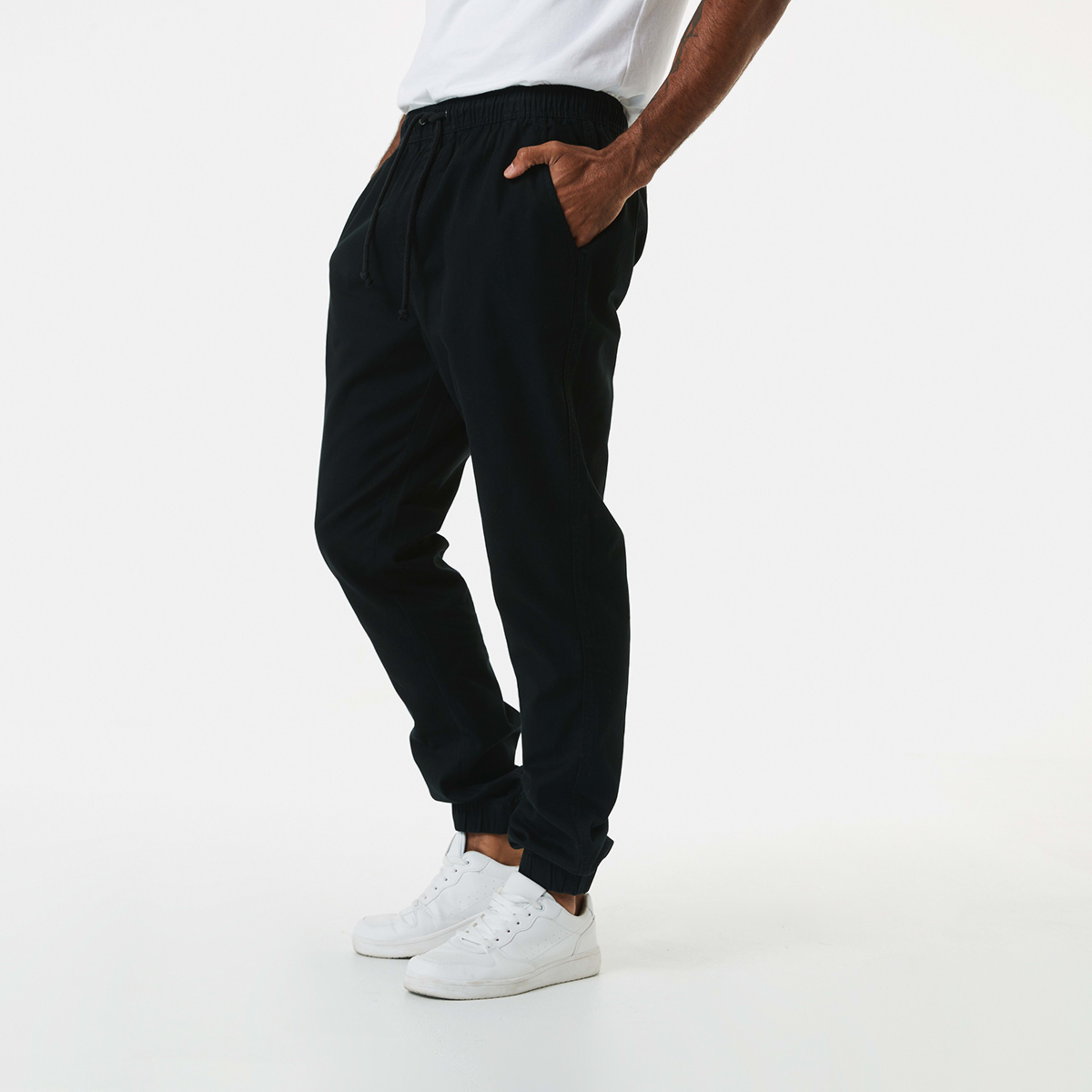 2 Elastic Waist Jogger Pants Black, 2 of 5