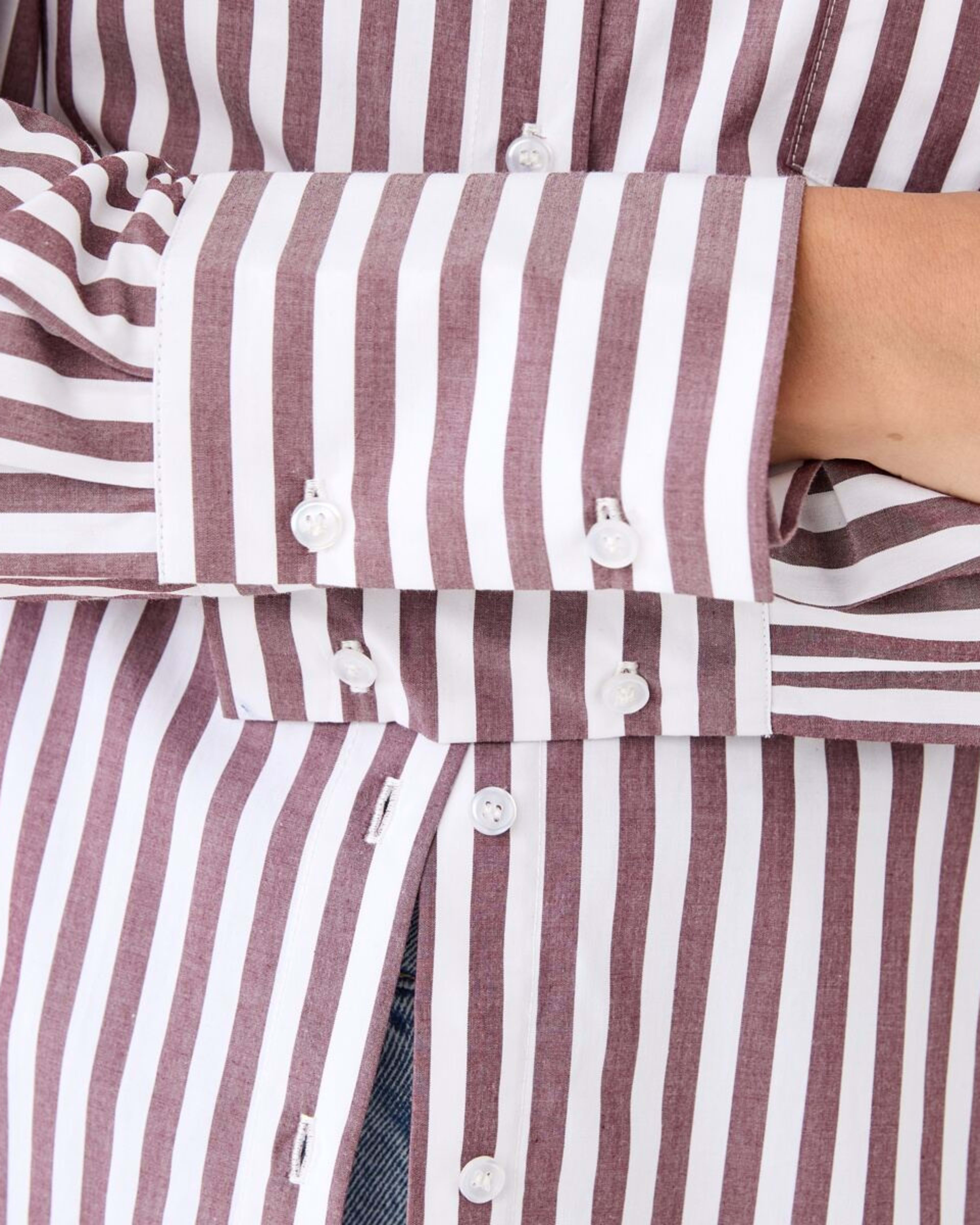 7 Long Sleeve Oversized Cotton Shirt Deep Strpe, 7 of 8