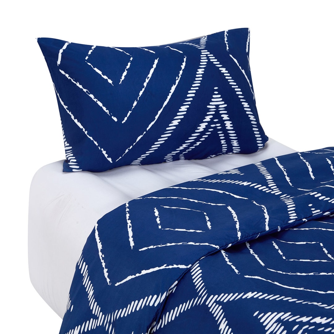 Beau Quilt Cover Set Single Bed, Blue Kmart