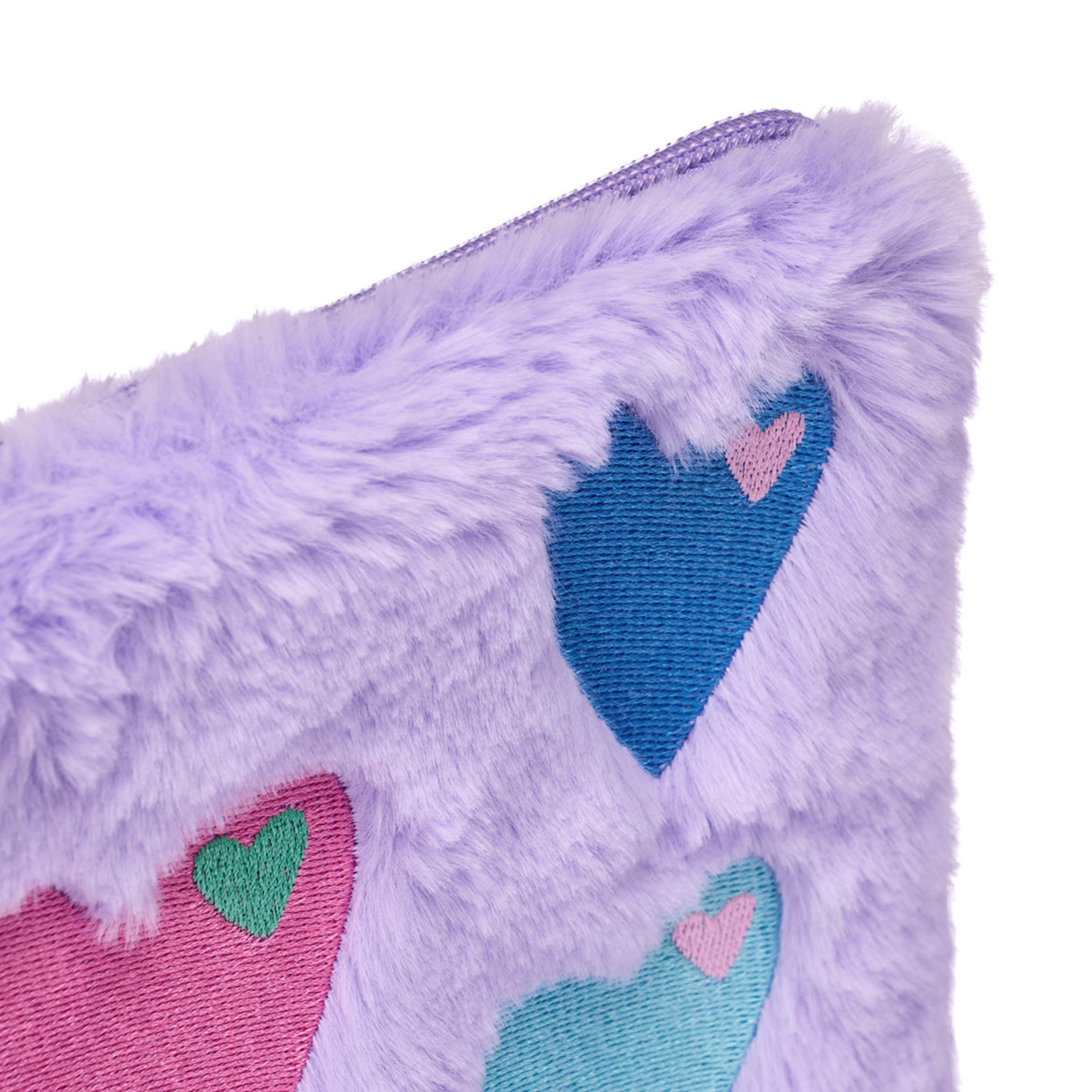Fluffy Pencil Case Hearts Kmart