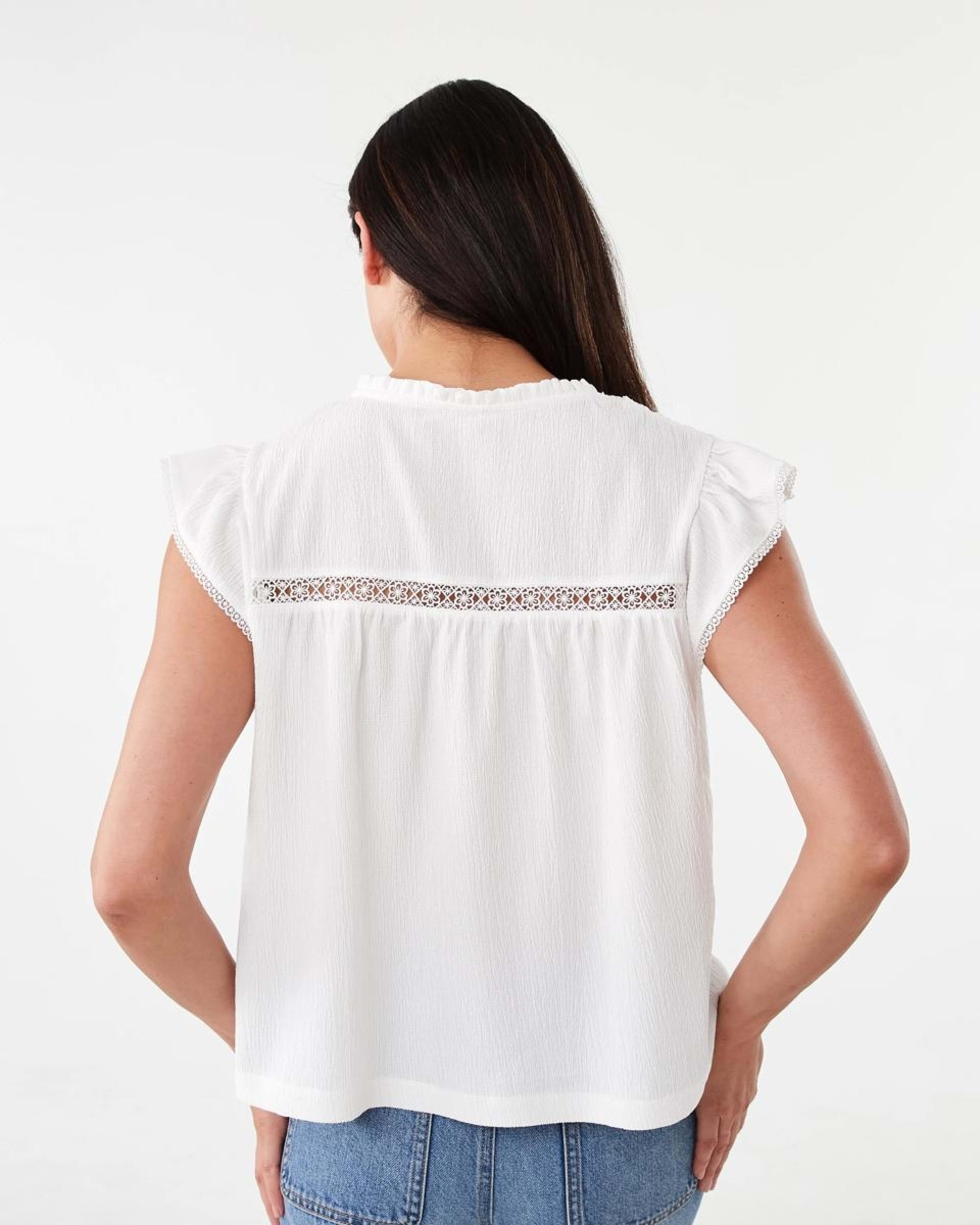 3 Short Sleeve Boho Top Cld White, 3 of 6