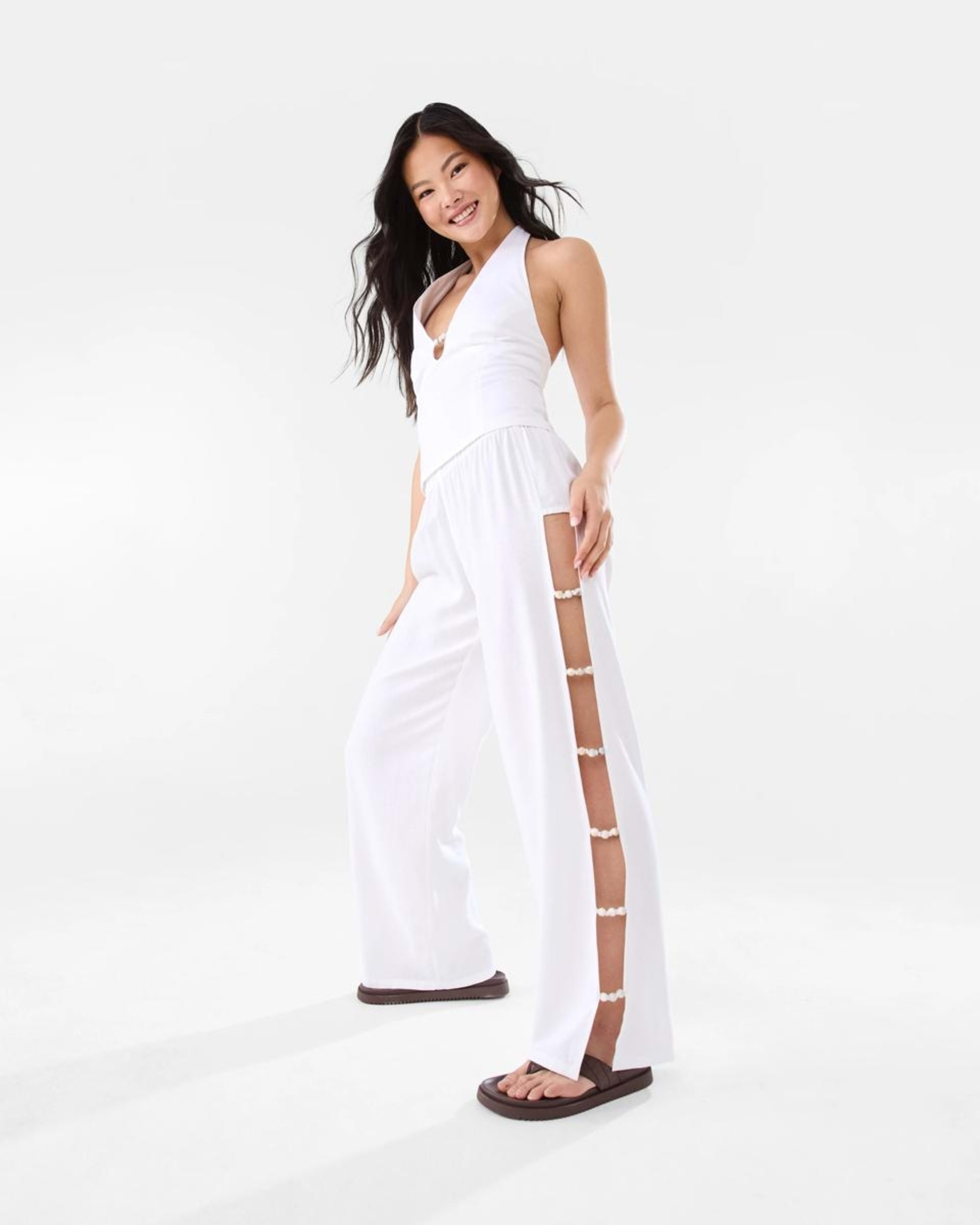 5 Linen Blend Beaded Top WHITE, 5 of 10
