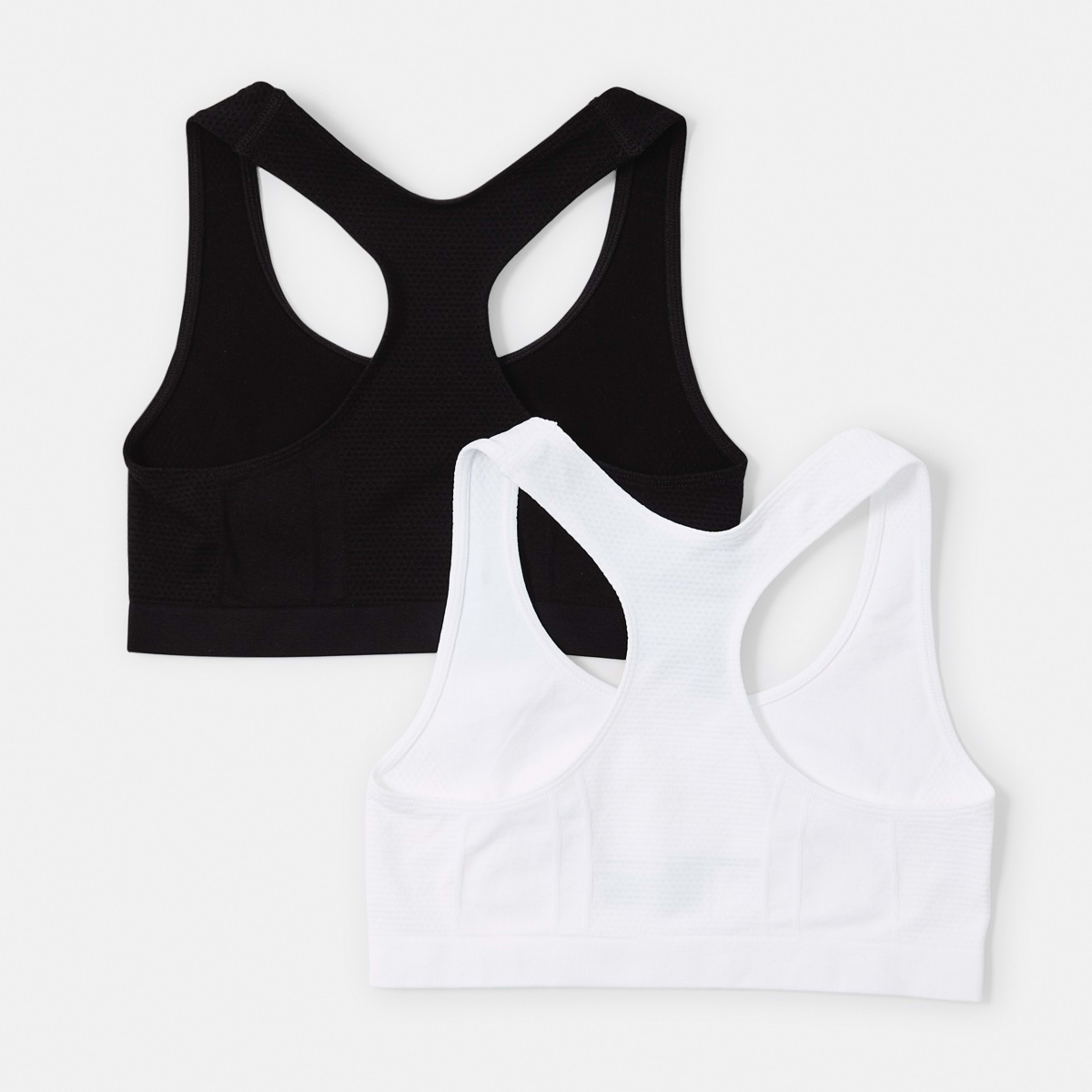 1 2 Pack Seam Free Crop Tops Black And White, 1 of 4