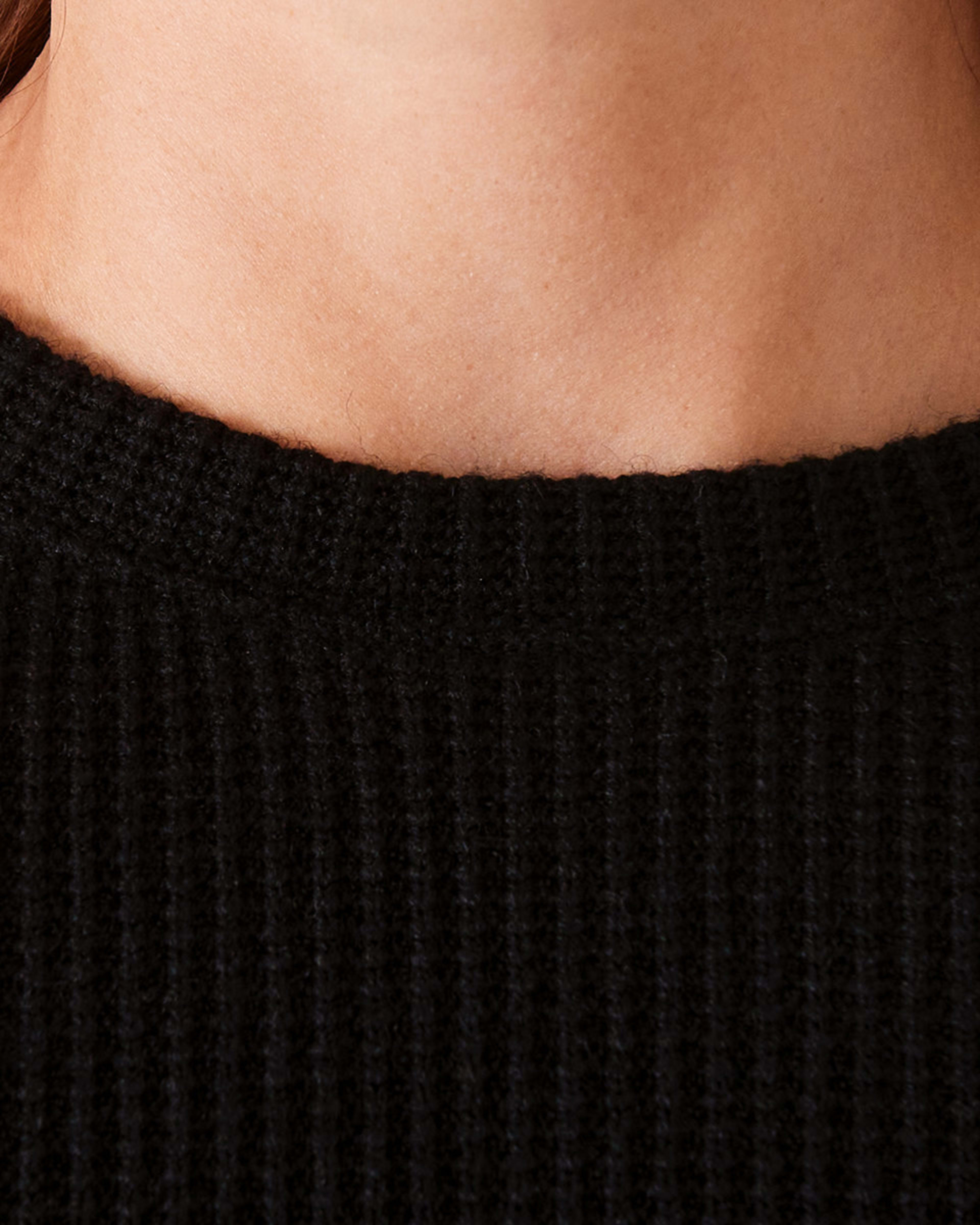 5 Long Sleeve Waffle Crew Neck Crop Top Black, 5 of 6