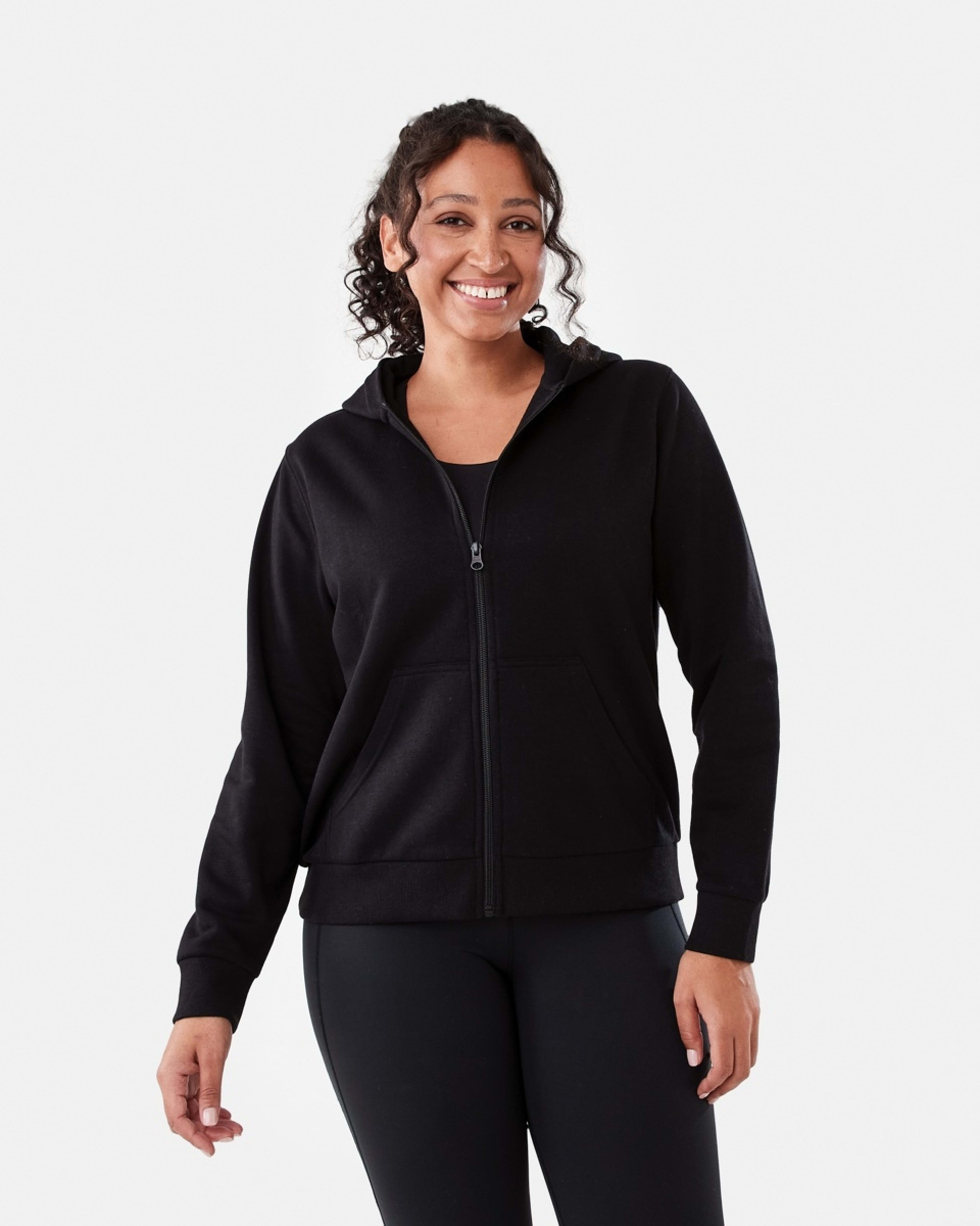 2 Active Womens Zip Through Hoodie BLACK, 2 of 7