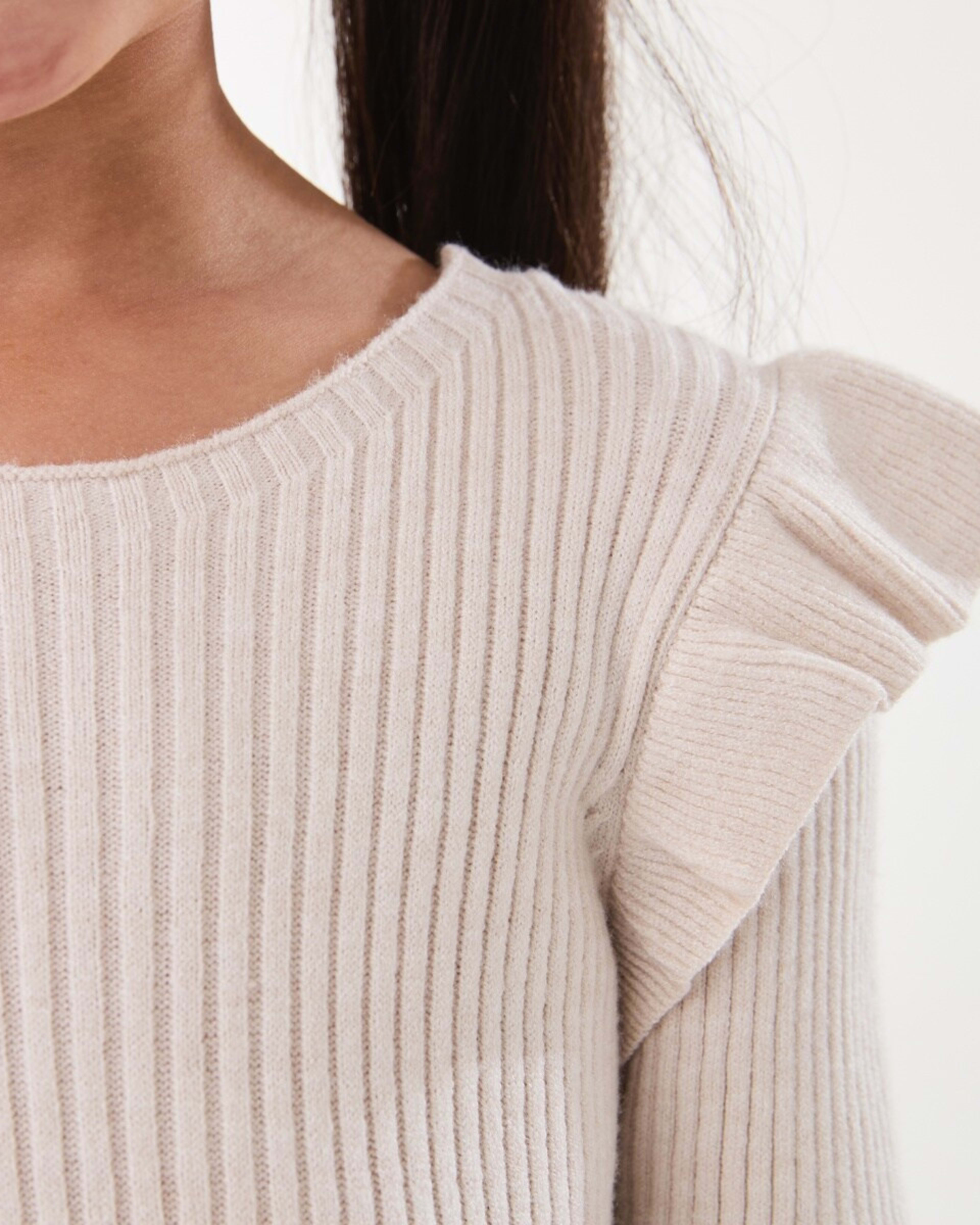 4 Long Sleeve Viscose Knit Dress Crm Marle, 4 of 9