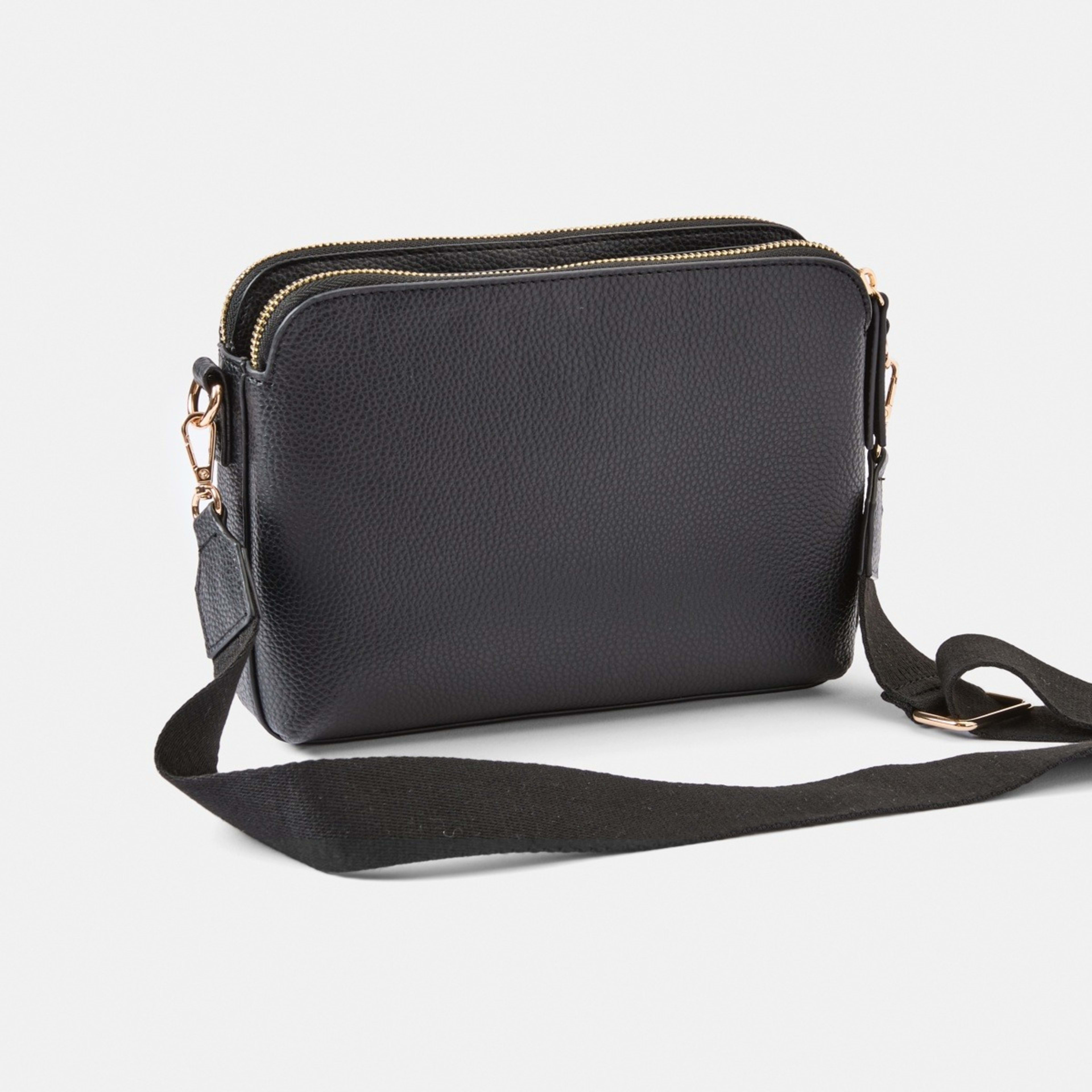 3 Double Pocket Crossbody Bag Black, 3 of 5