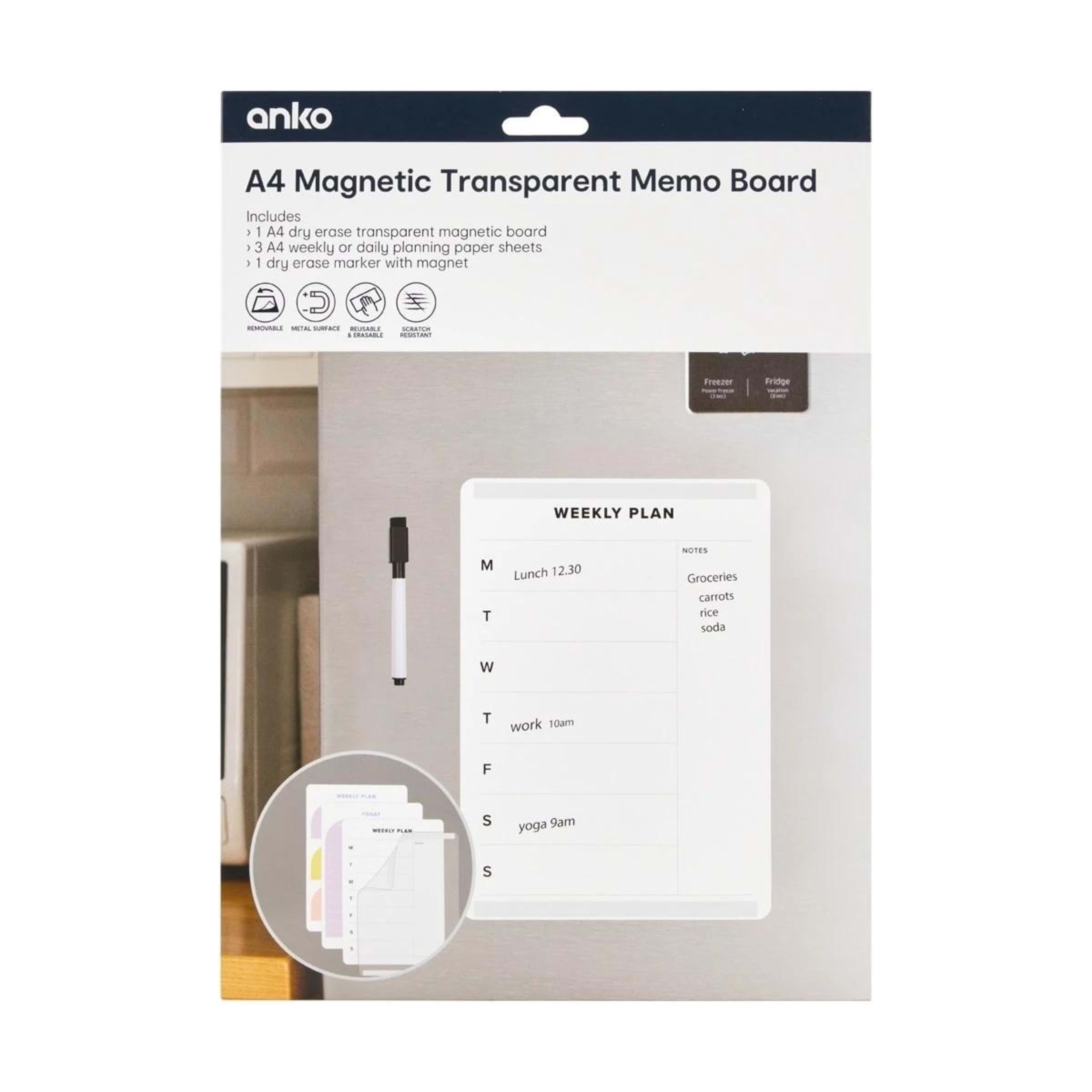 1 A4 Magnetic Transparent Memo Board