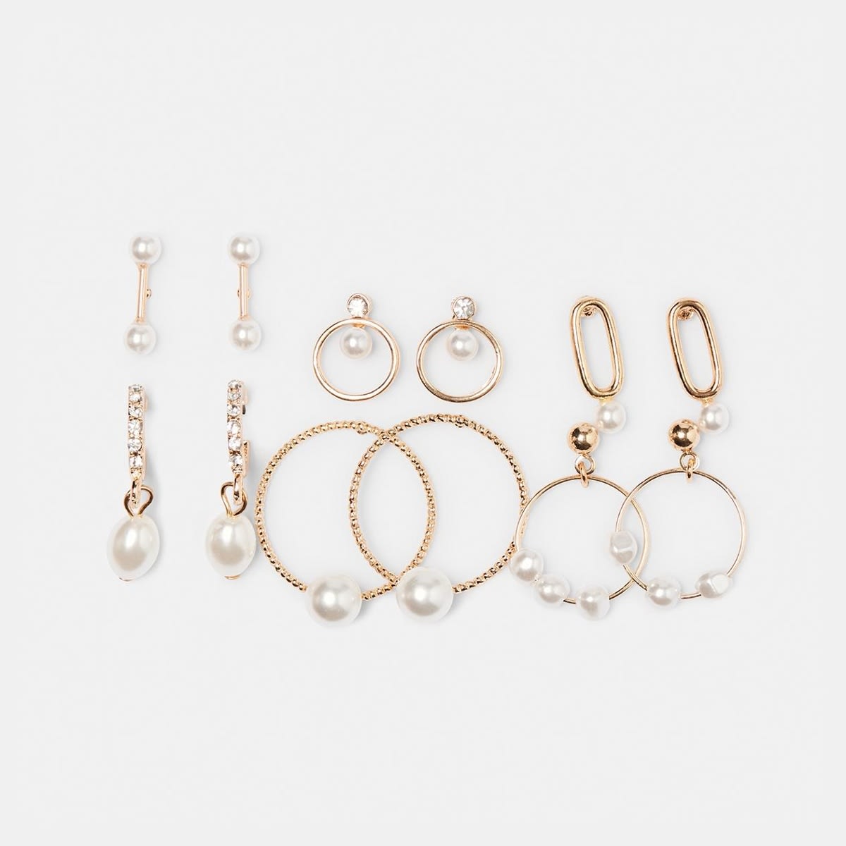 6 Pack Faux Pearl Hoop Earrings Gold Tone Kmart