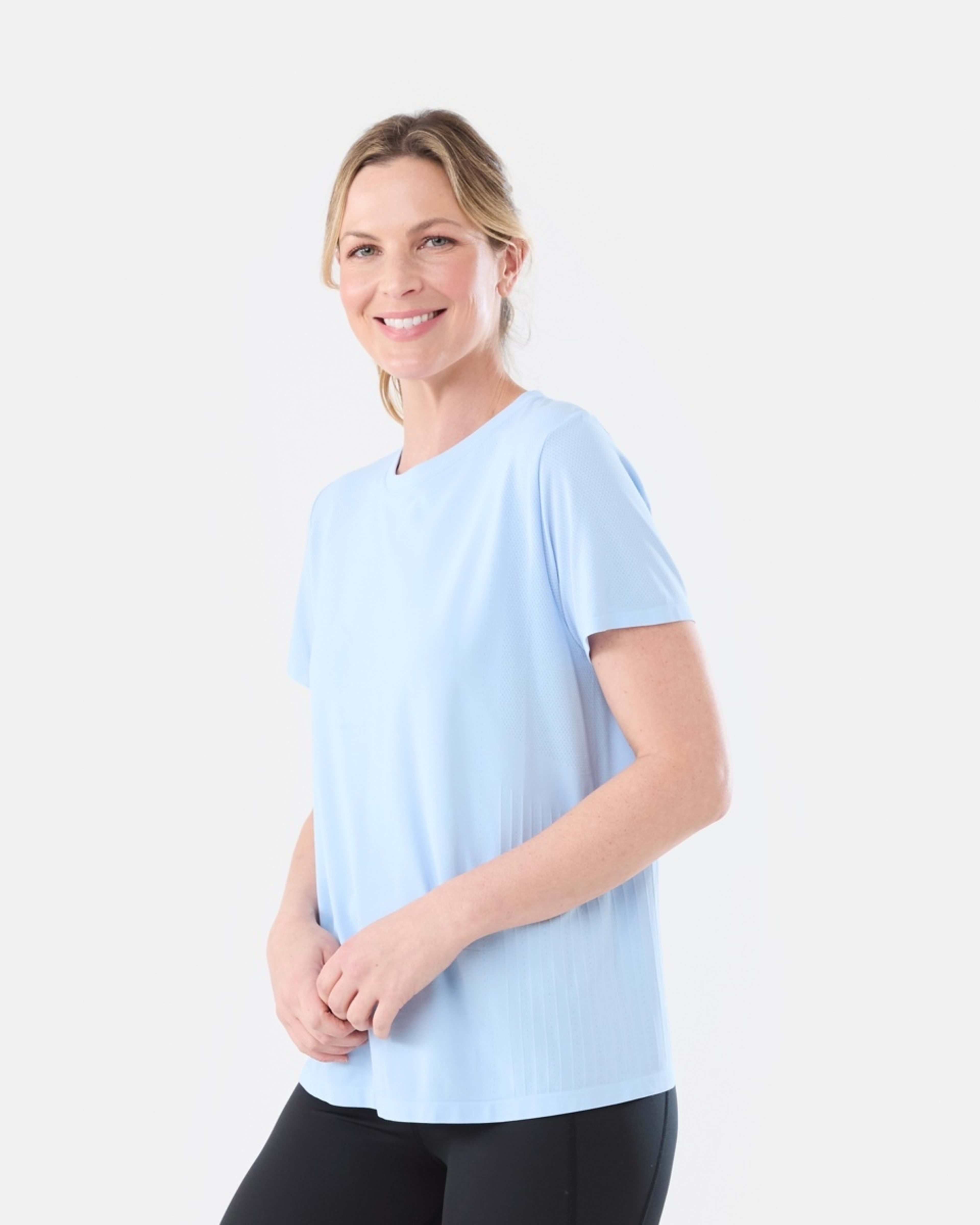 2 Active Womens Seamfree Crew Neck T-shirt MELODY BLUE, 2 of 6