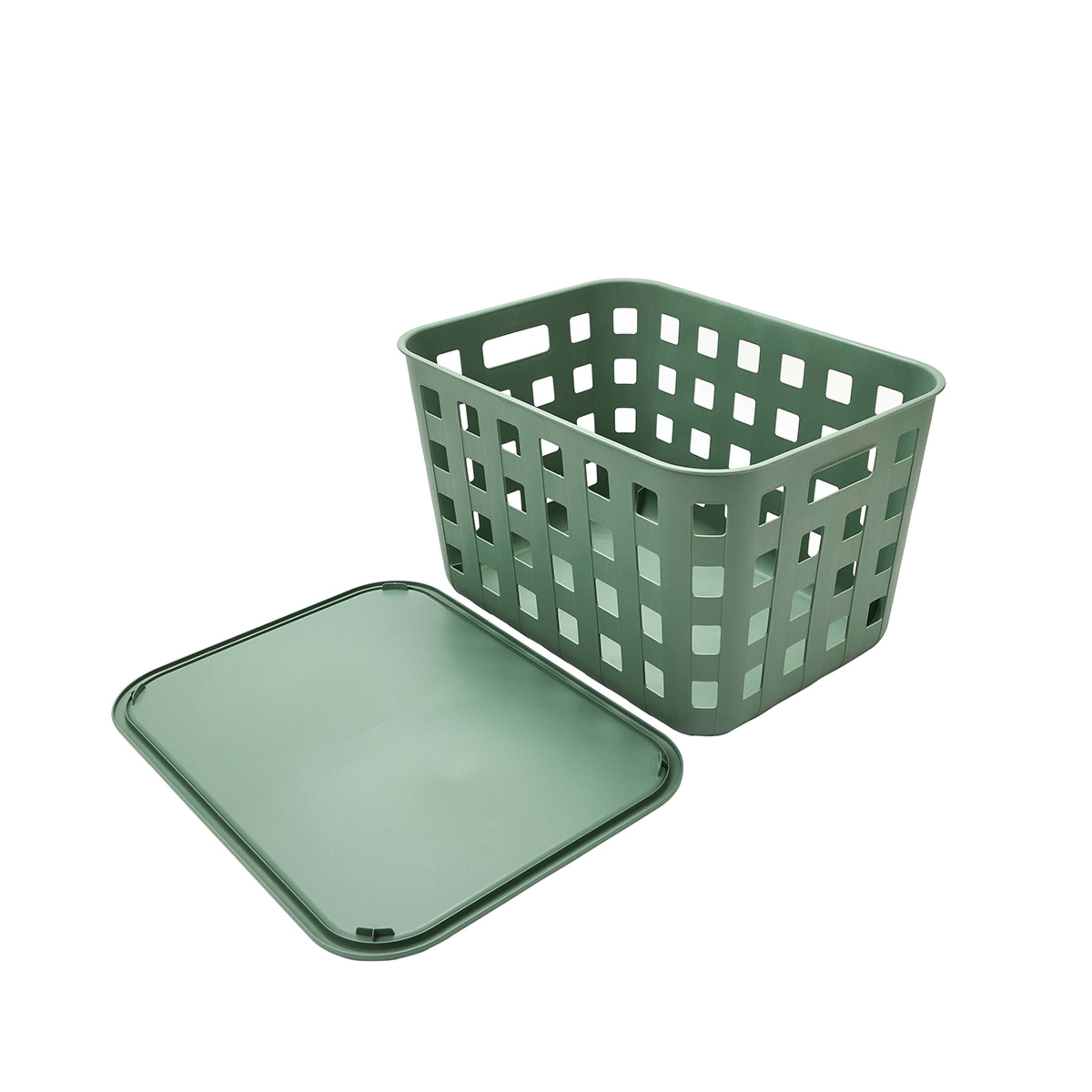 5 45L Rectangle Trellis Basket with Lid - Green, 5 of 8