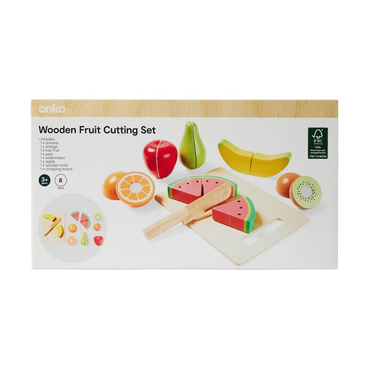 8 Piece Wooden Fruit Cutting Set Kmart