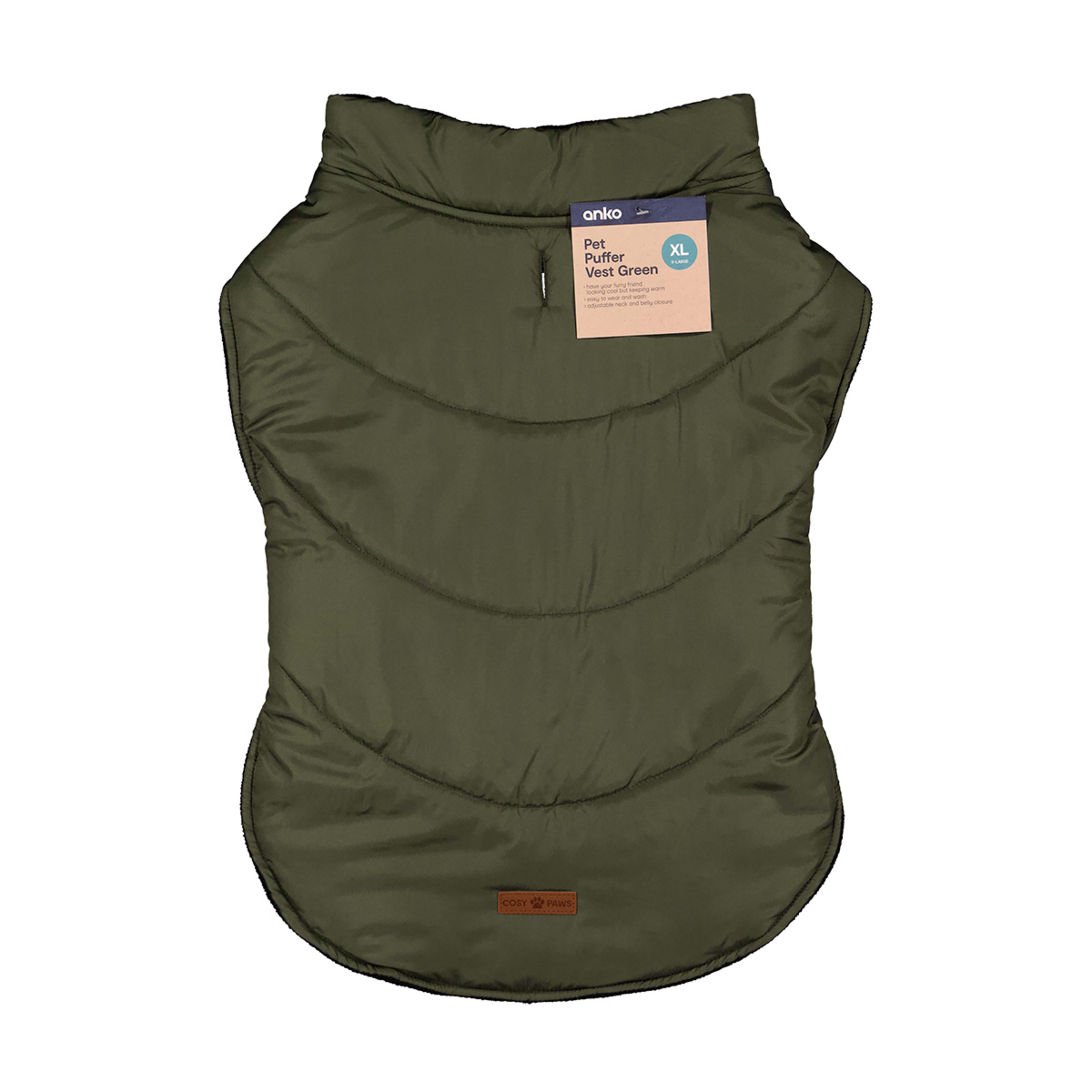 10 Pet Puffer Vest - Extra Large, Green, 10 of 10