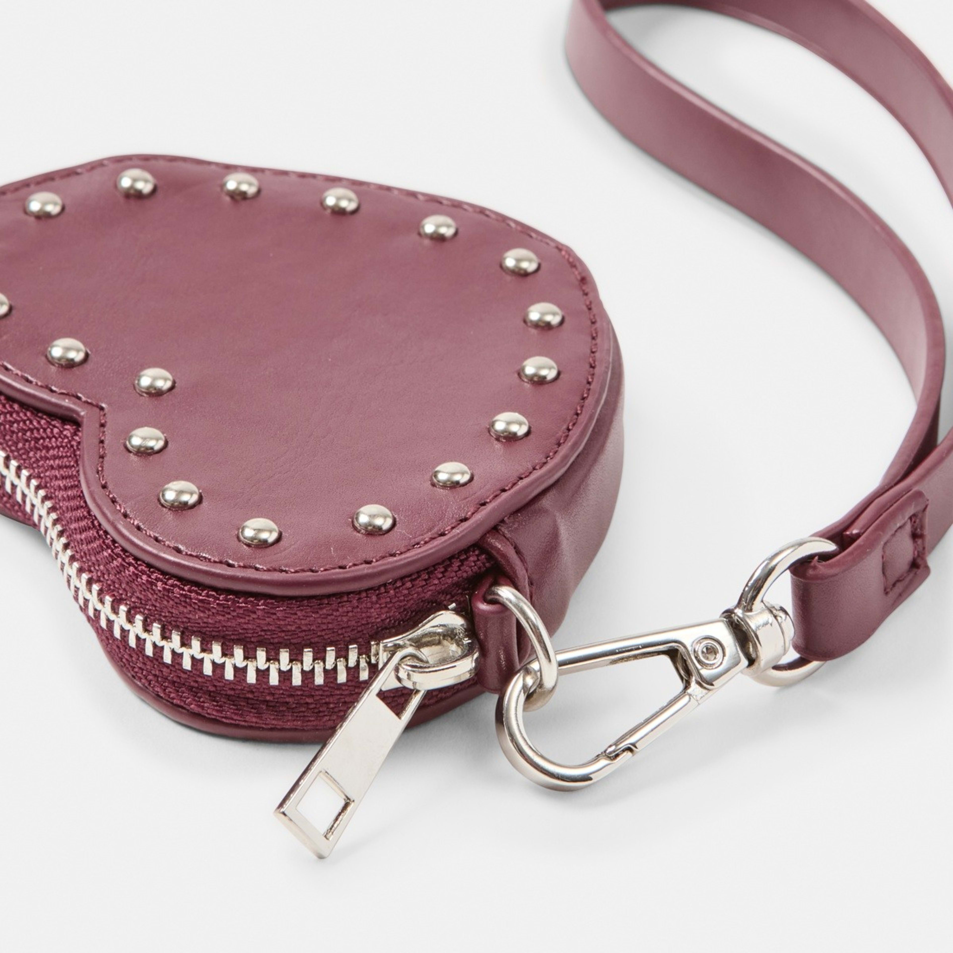 4 Zip Stud Heart Charm Keyring Red, 4 of 4