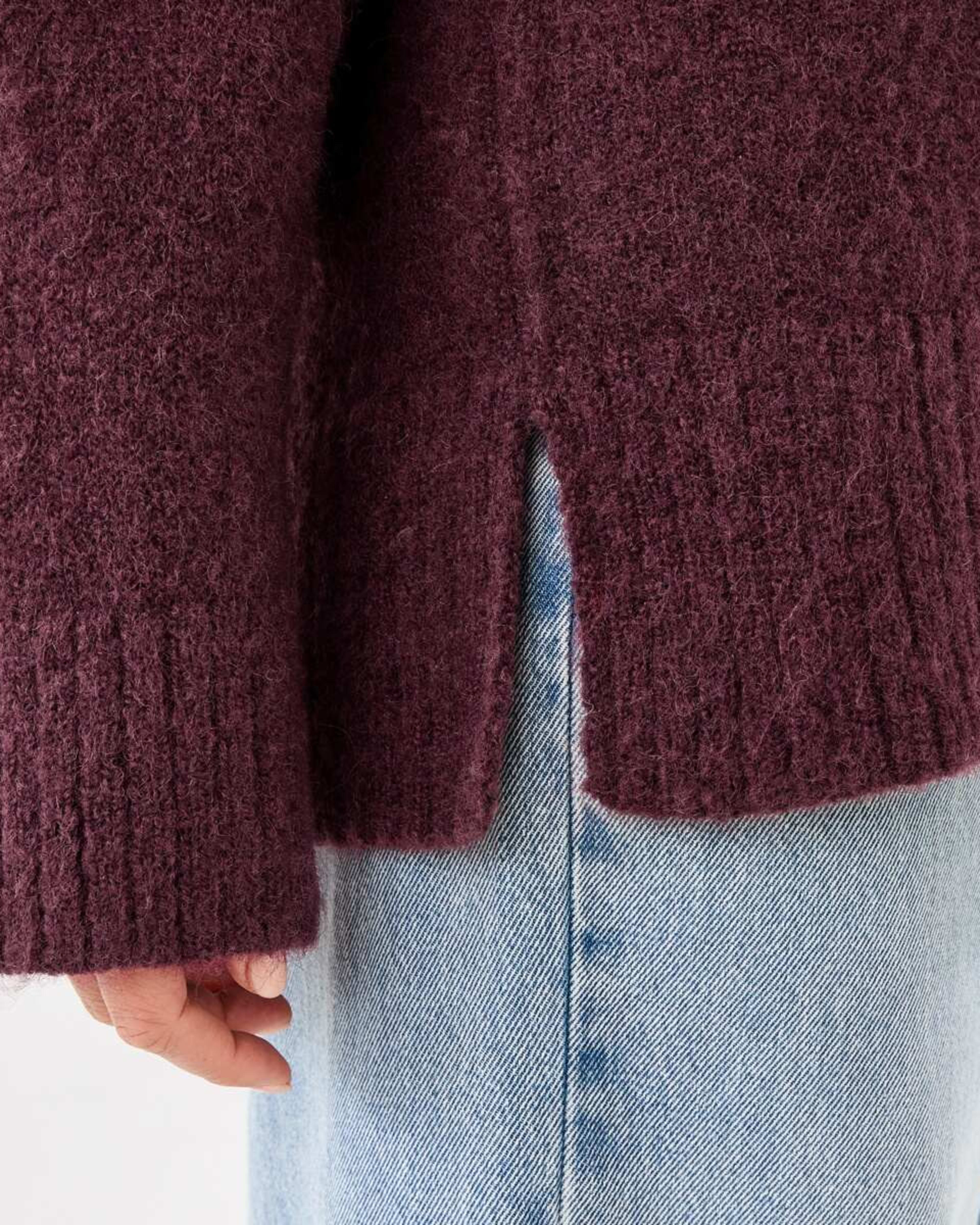 6 Fluffy V-Neck Jumper Mulberry, 6 of 6