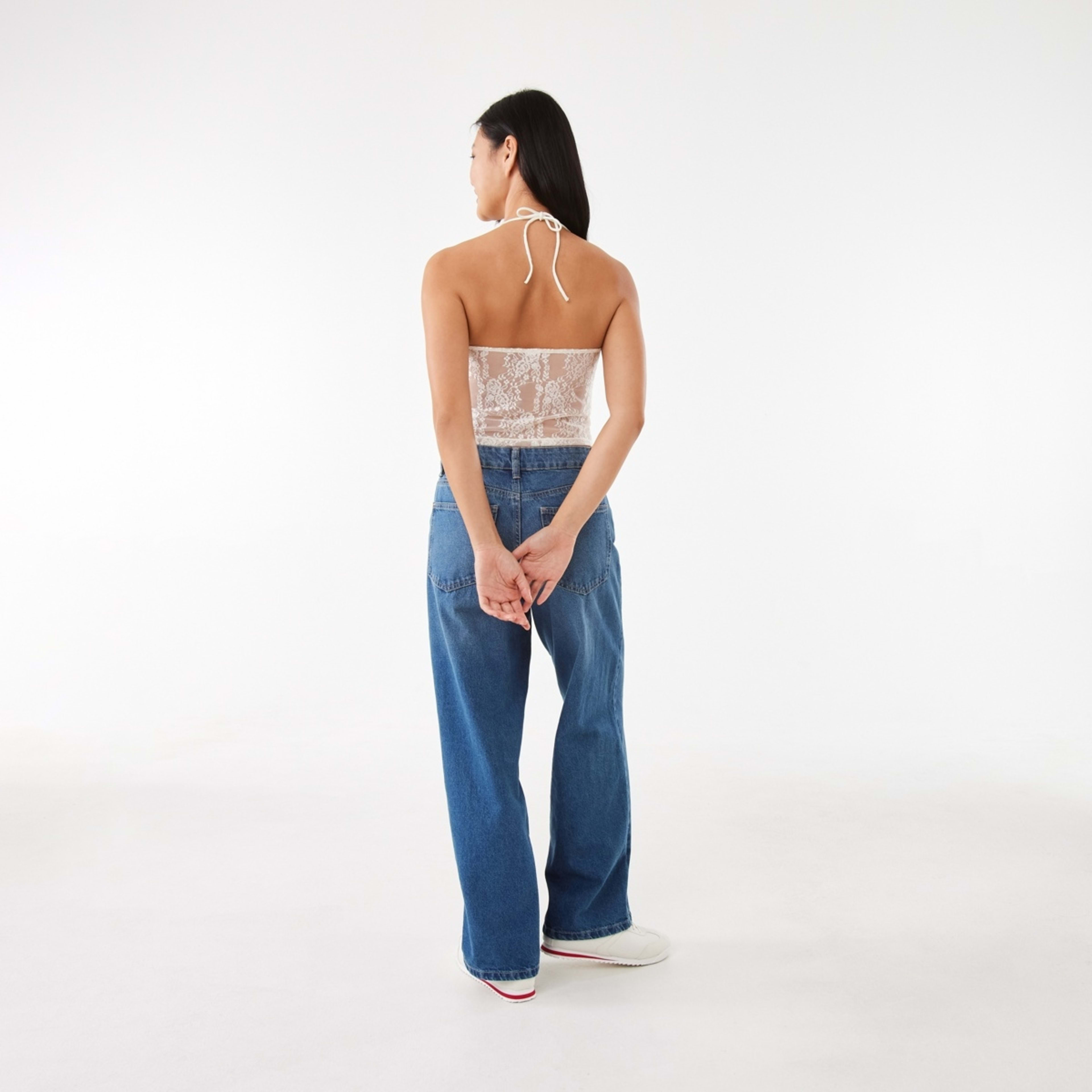 6 Sleeveless Lace Halter Top Prtn White, 6 of 10