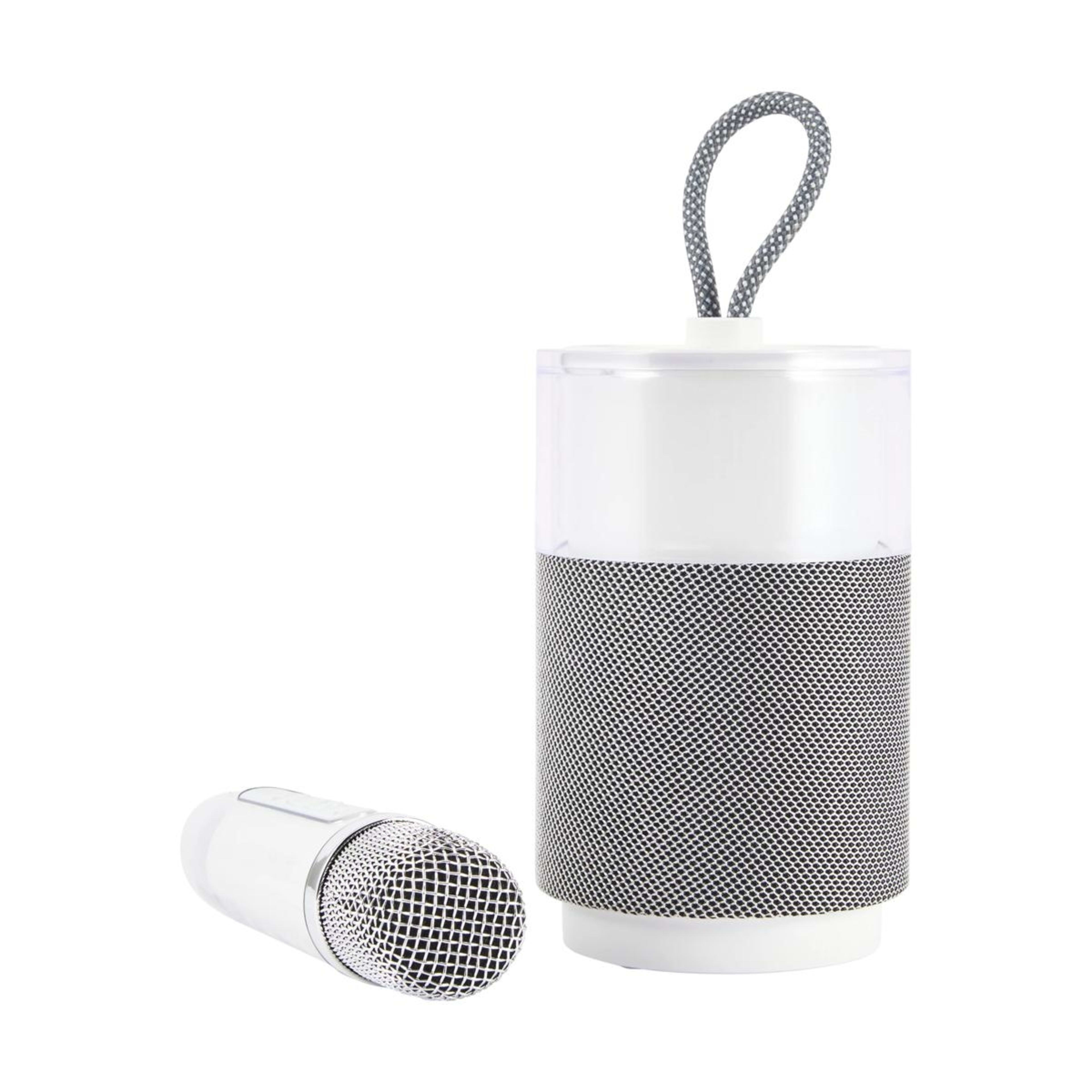 1 Karaoke Speaker with Voice Modifying Microphone - White
