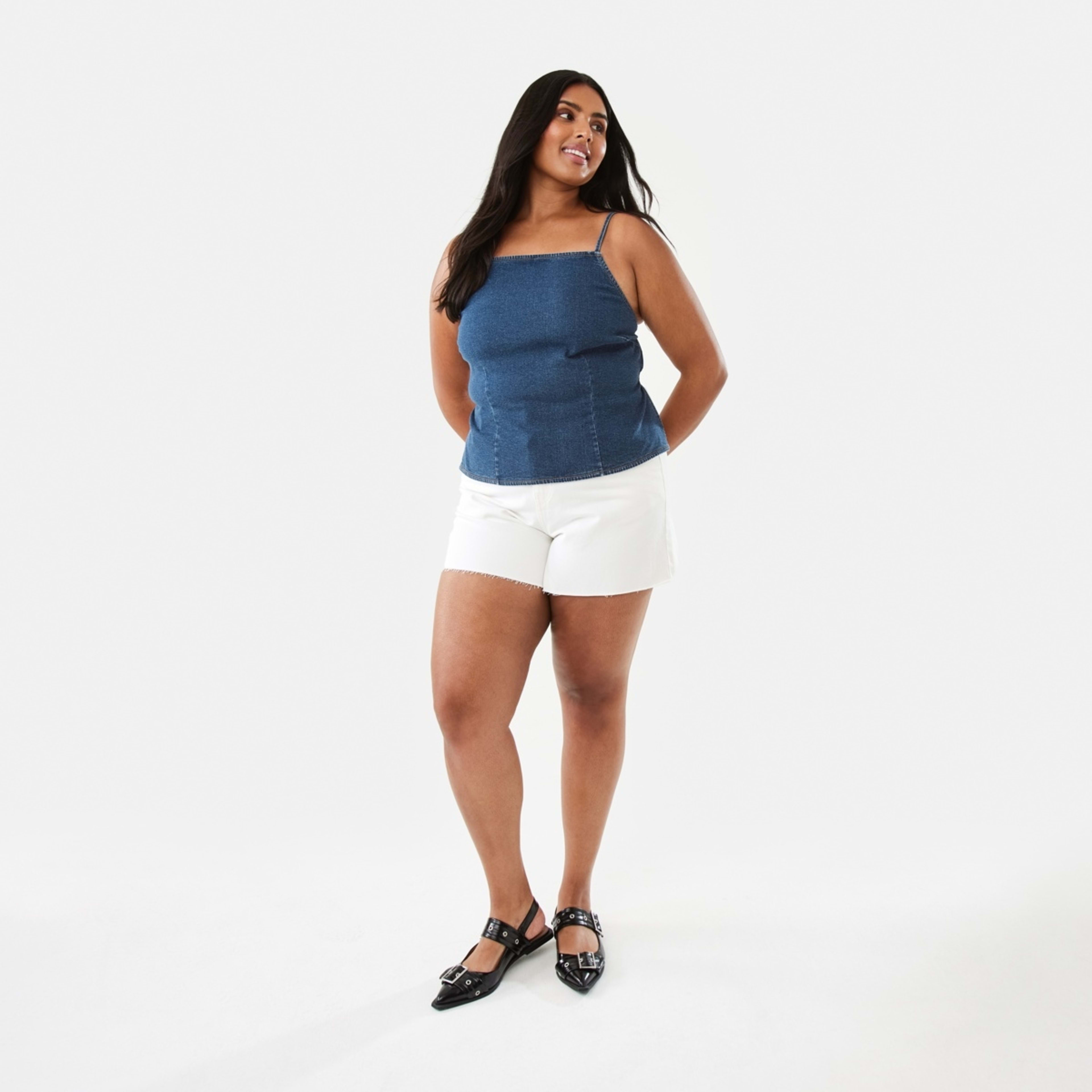 4 Sleeveless Buckle Back Denim Top Dark Wash, 4 of 9