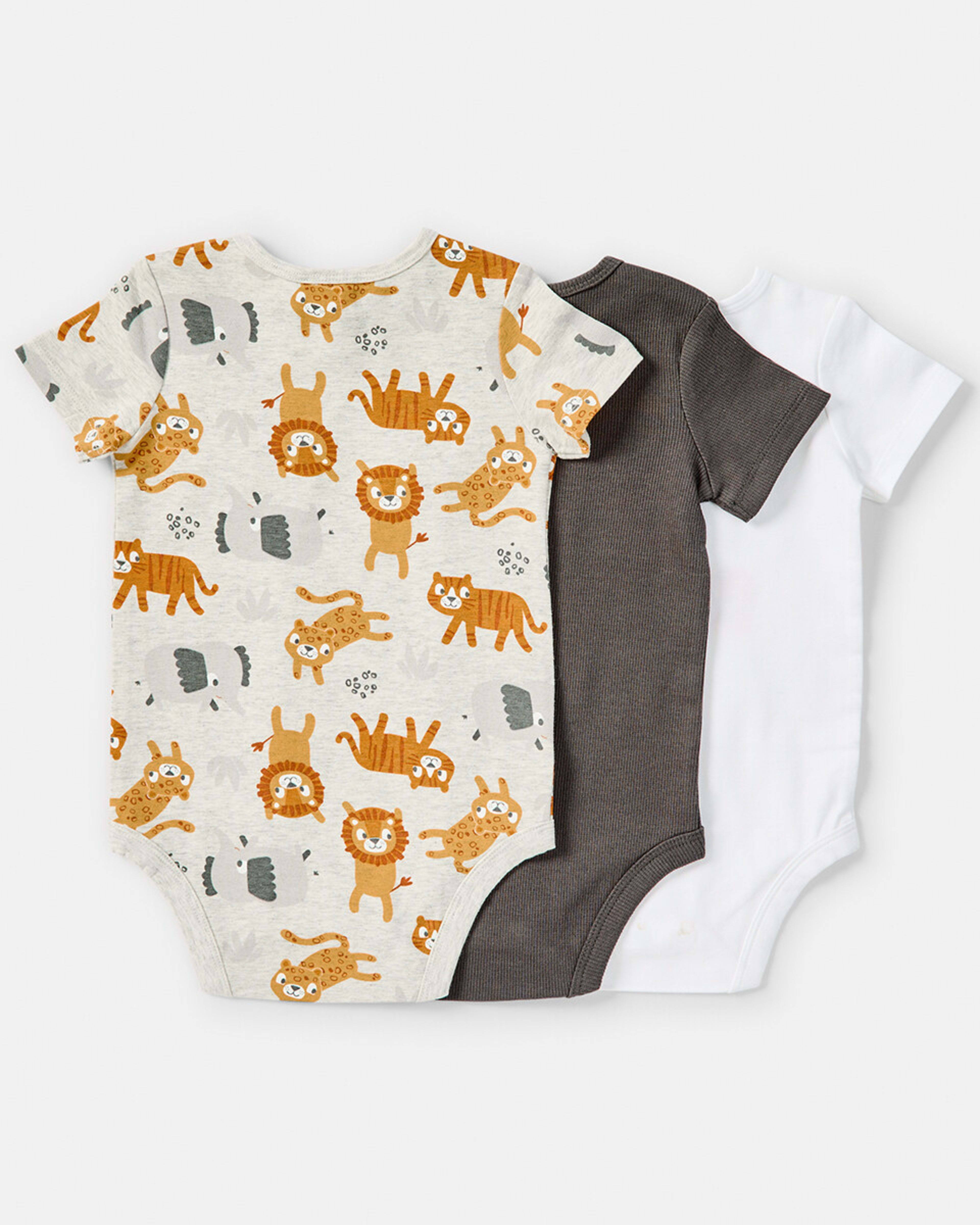 2 3 Pack Short Sleeve Bodysuits Jungle, 2 of 8