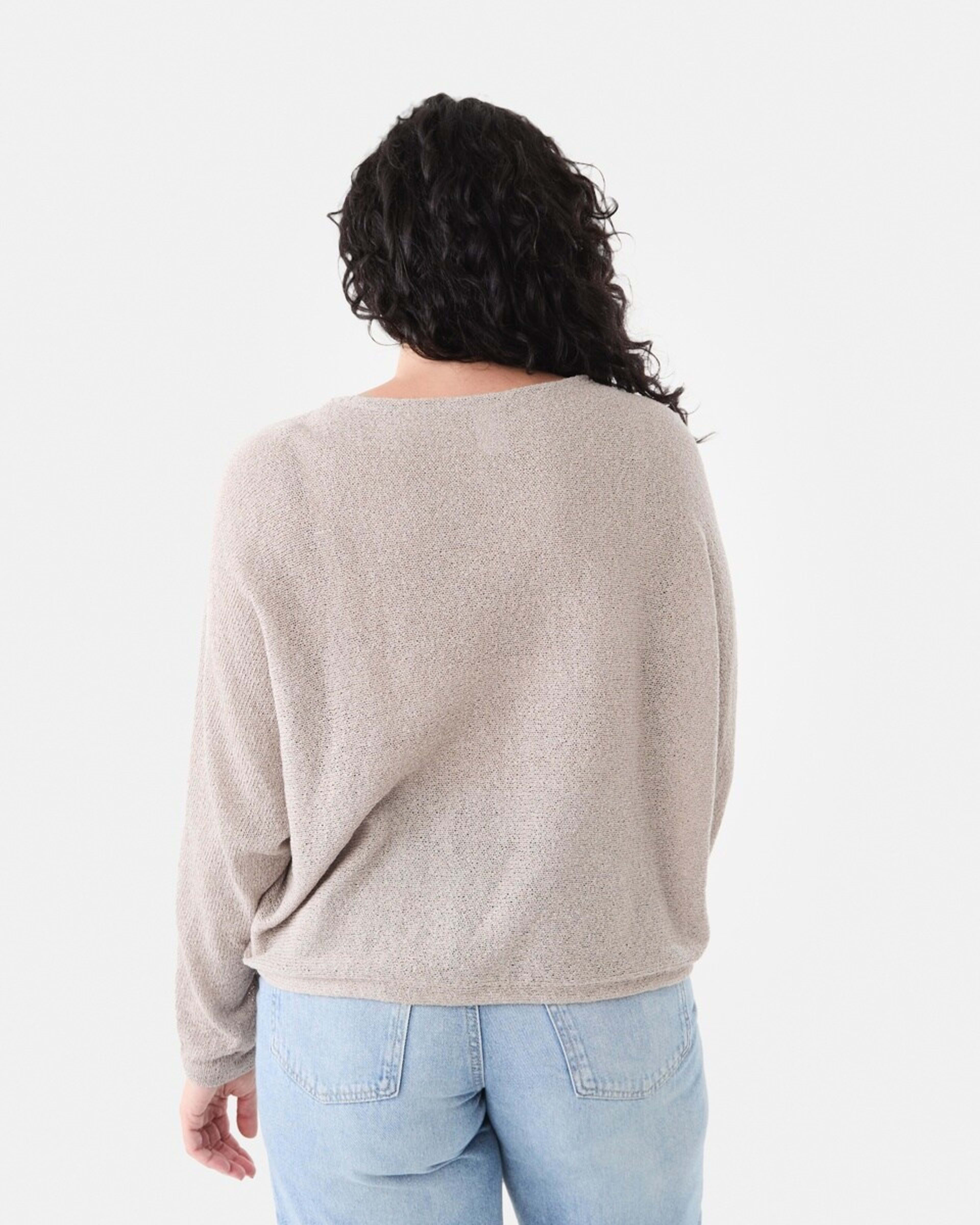 3 Open Knit Batwing Sleeve Jumper Lt Stone, 3 of 5
