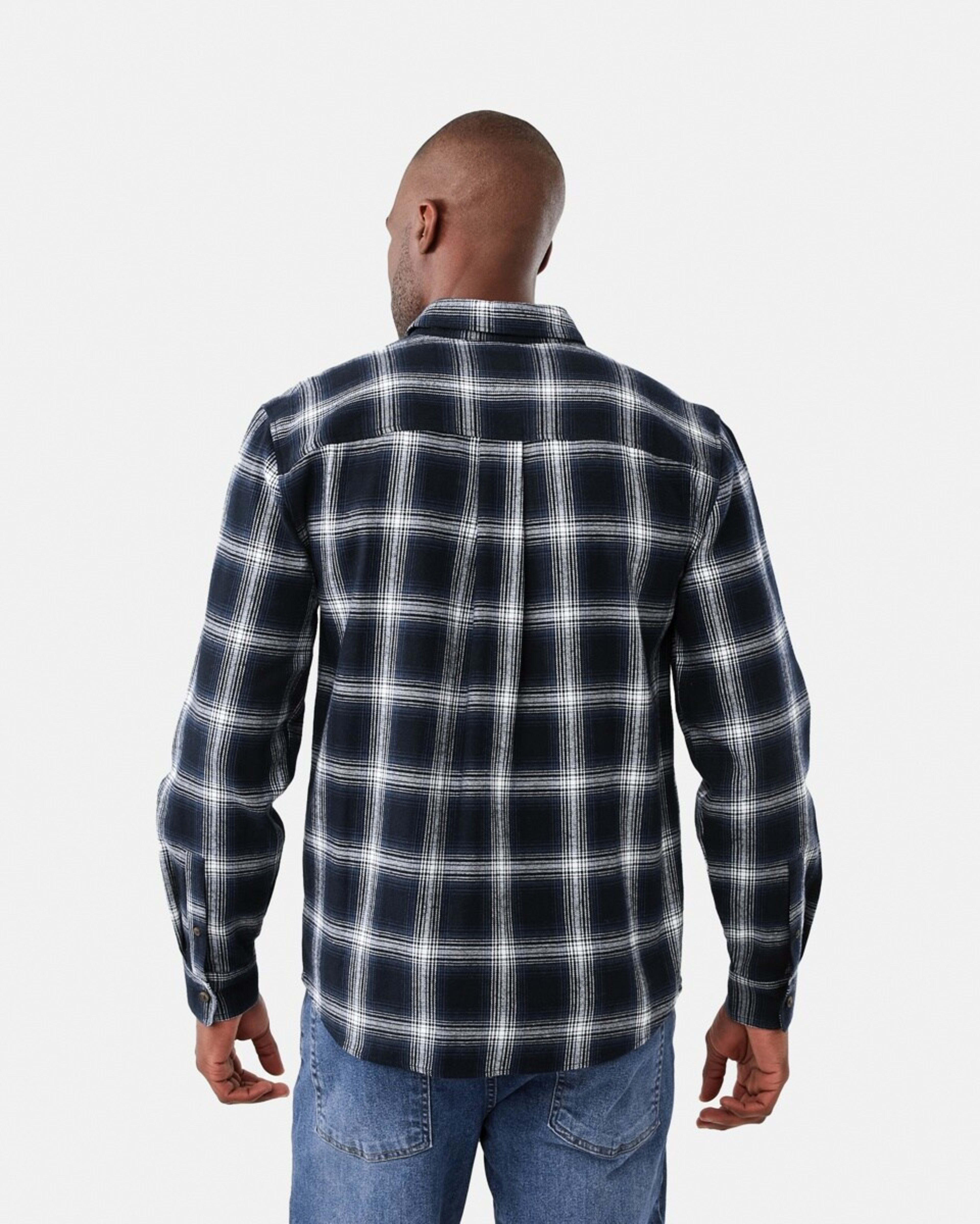 3 Long Sleeve Brushed Check Shirt Blu Check, 3 of 6