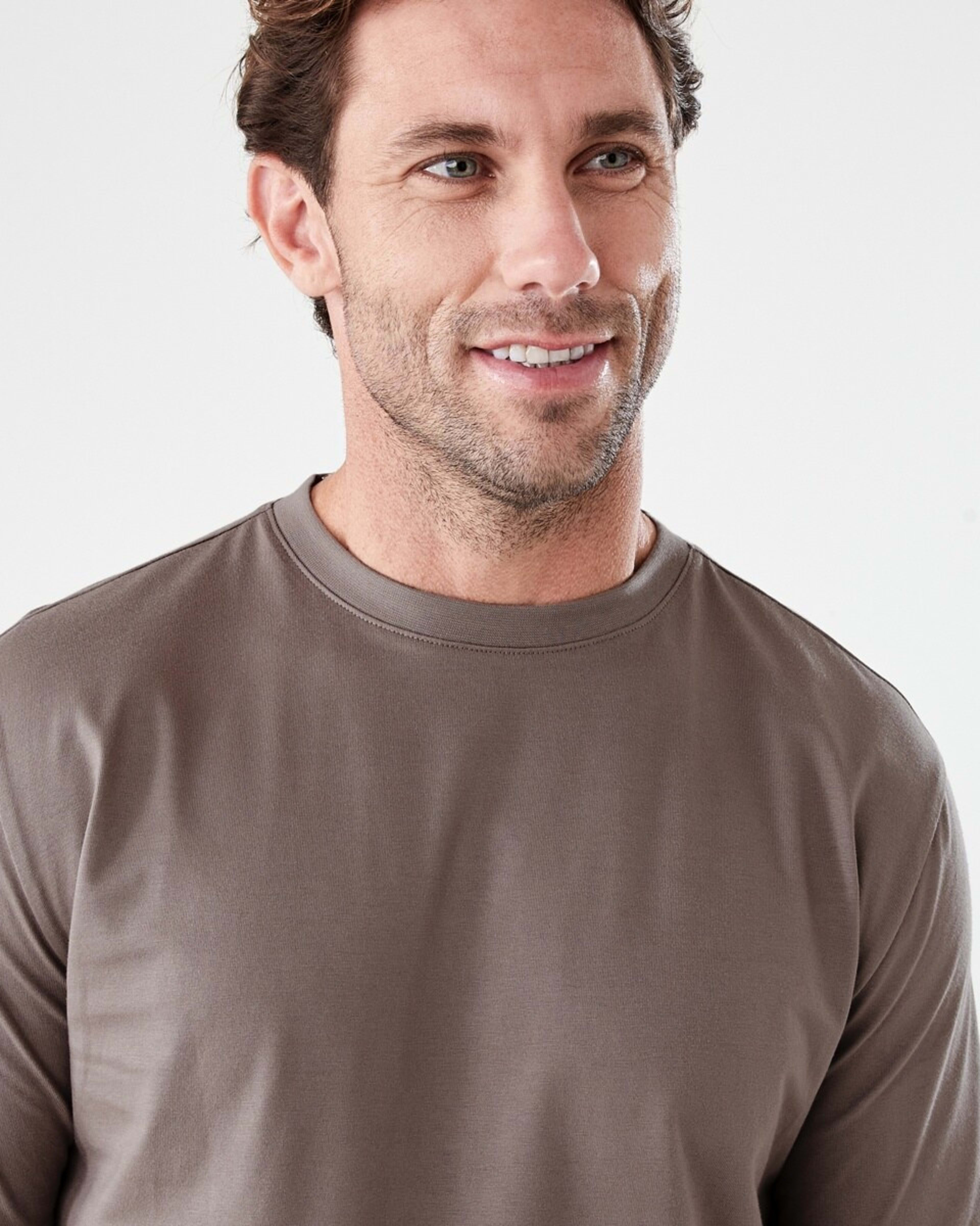 4 Australian Cotton Crew Neck T-shirt DRIFT BROWN, 4 of 5