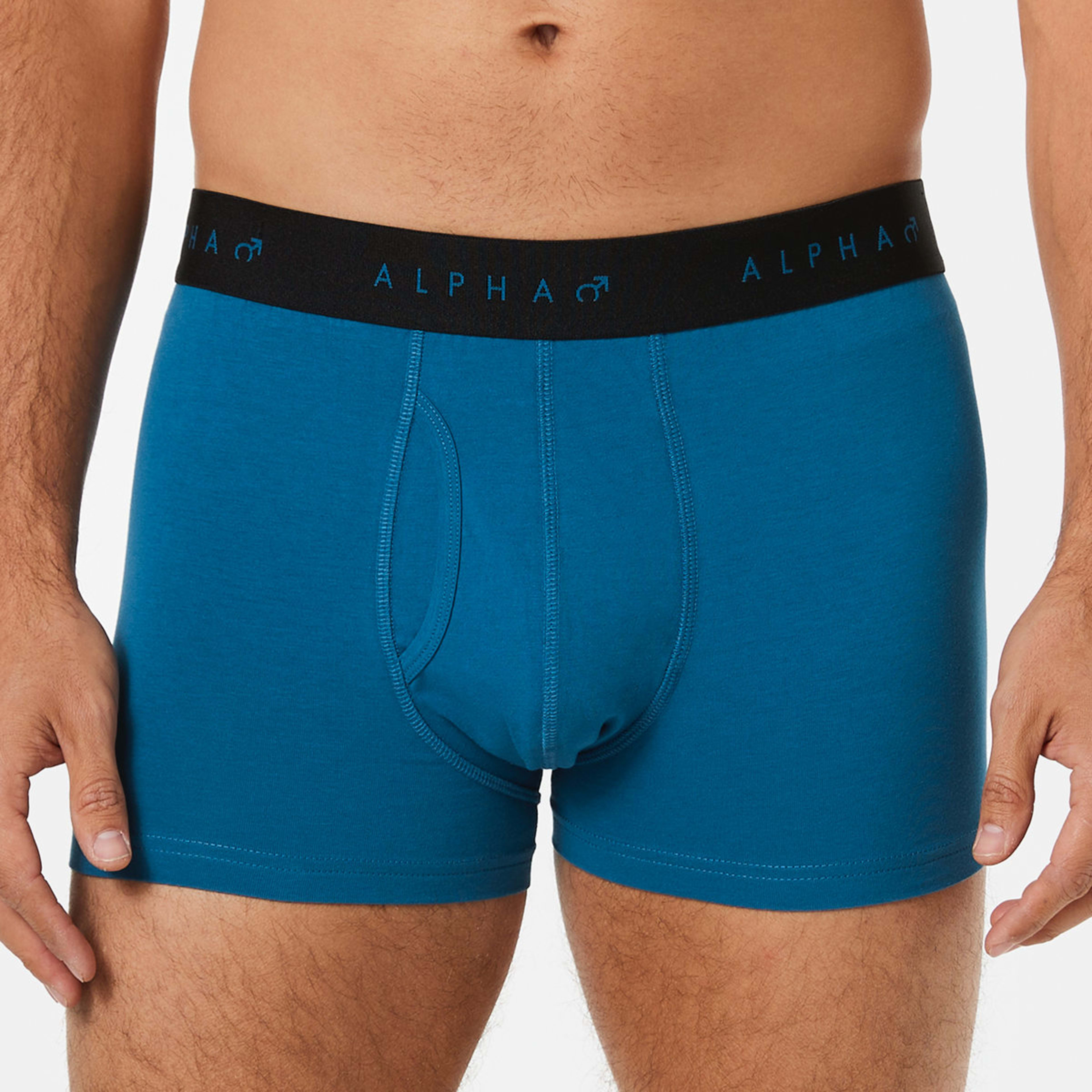 4 3 Pack Fly Front Plain Trunks Darker Blue, 4 of 8