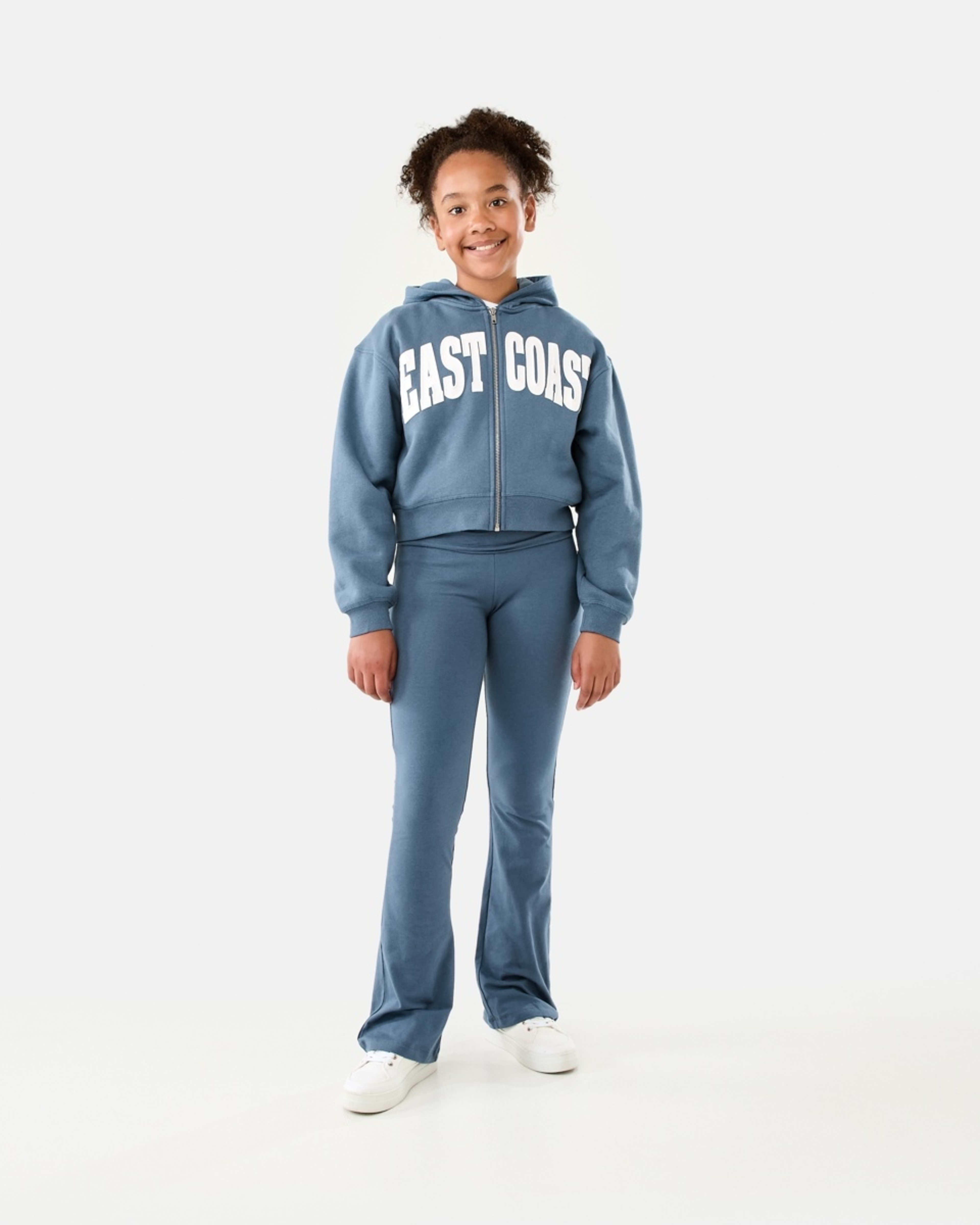 6 Cropped Print Zip Through Hoodie East Coast Washed Denim Blue, 6 of 9