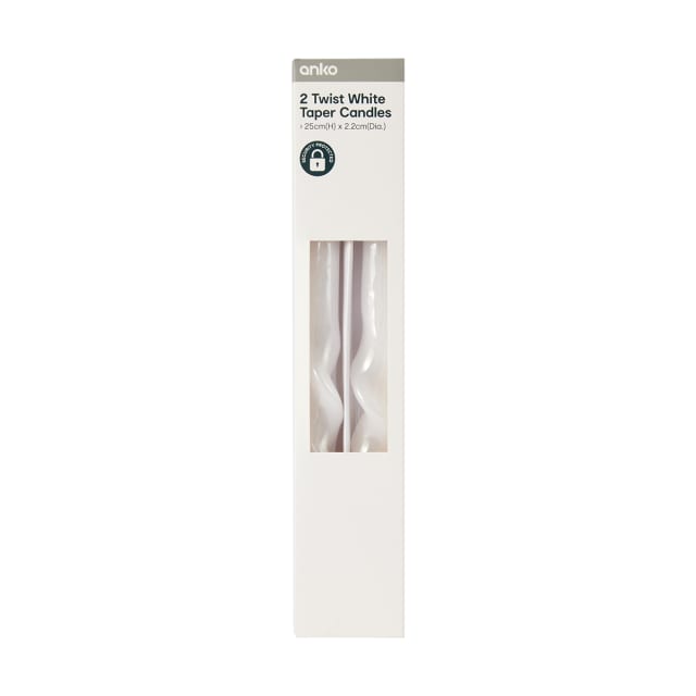 2 Pack Twist White Taper Candles Kmart NZ
