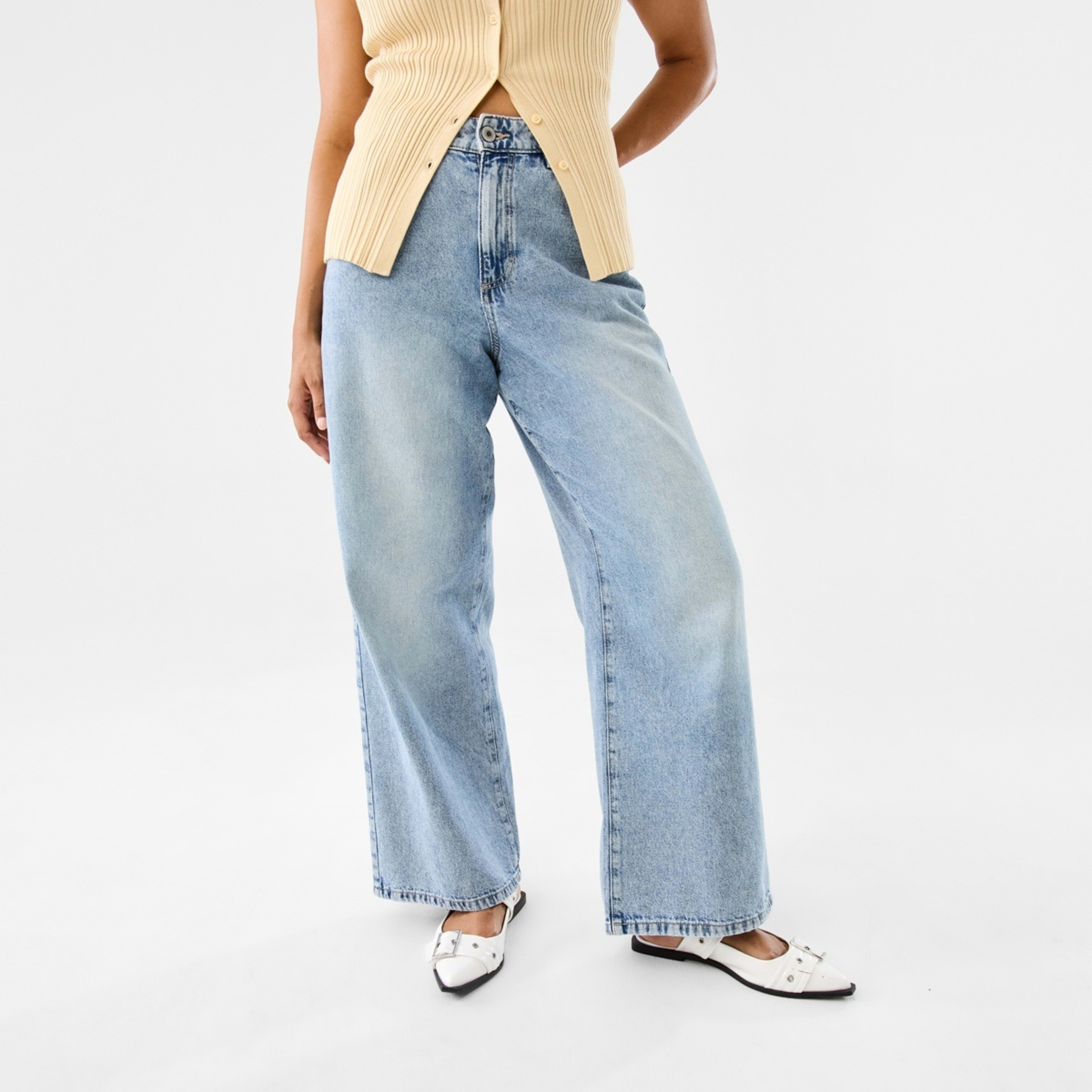 1 Wide Leg Jeans Light Wash Denim, 1 of 7