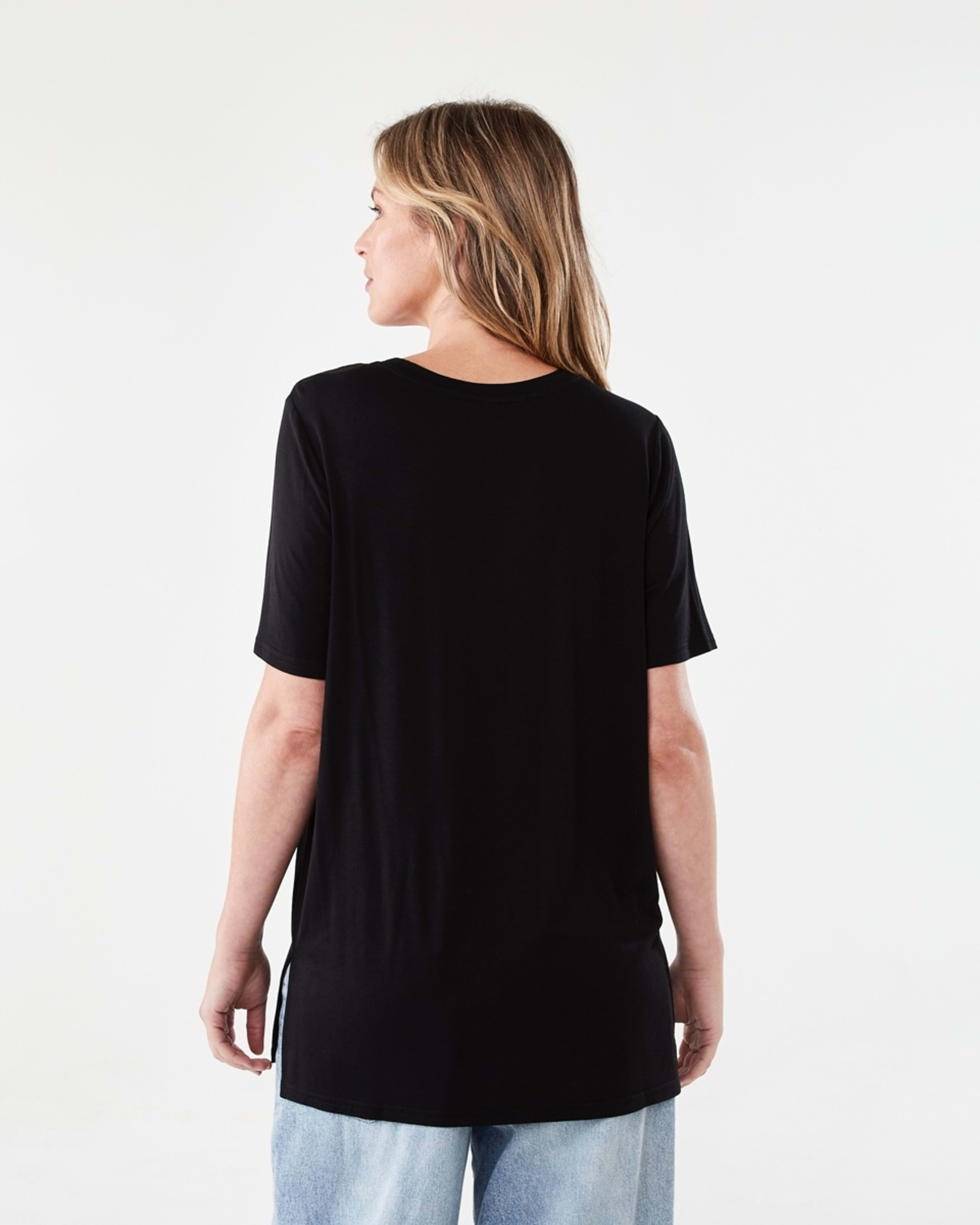 3 Short Sleeve Stepped Hem Tunic BLACK, 3 of 6