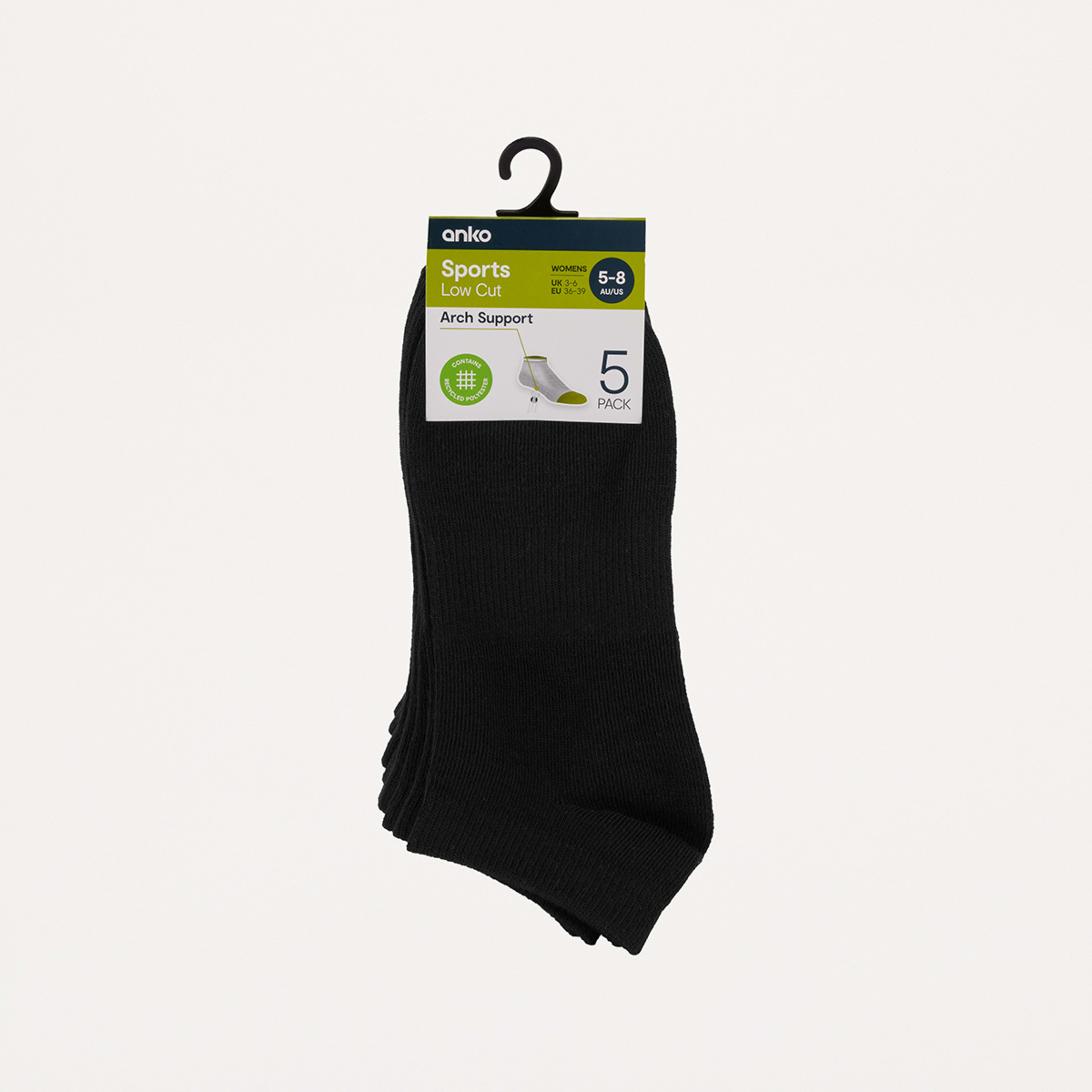 3 5 Pack Active Low Cut Socks Black, 3 of 3