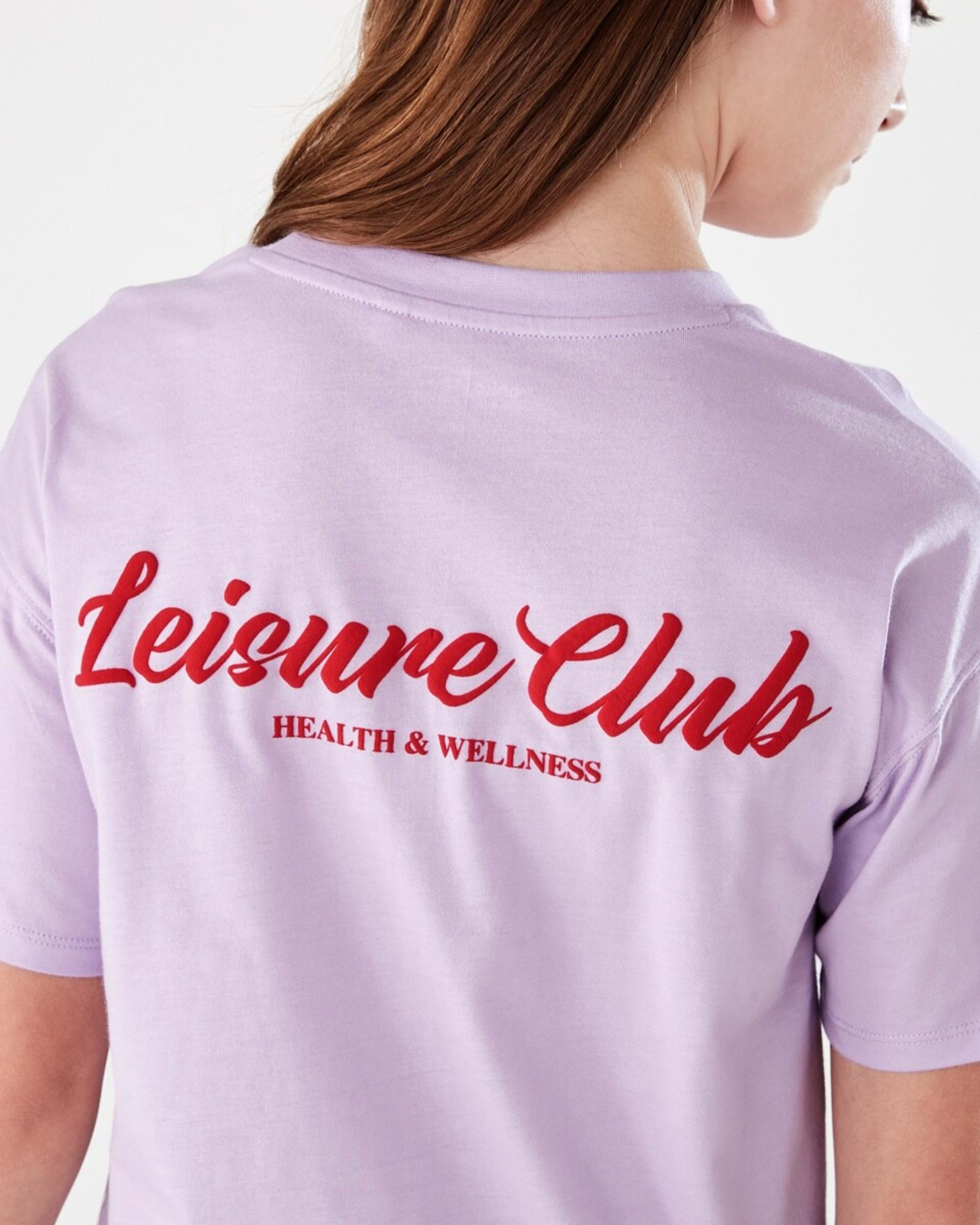 6 Short Sleeve Cropped Print T-shirt LEISURE CLUB PASTEL LILAC, 6 of 8