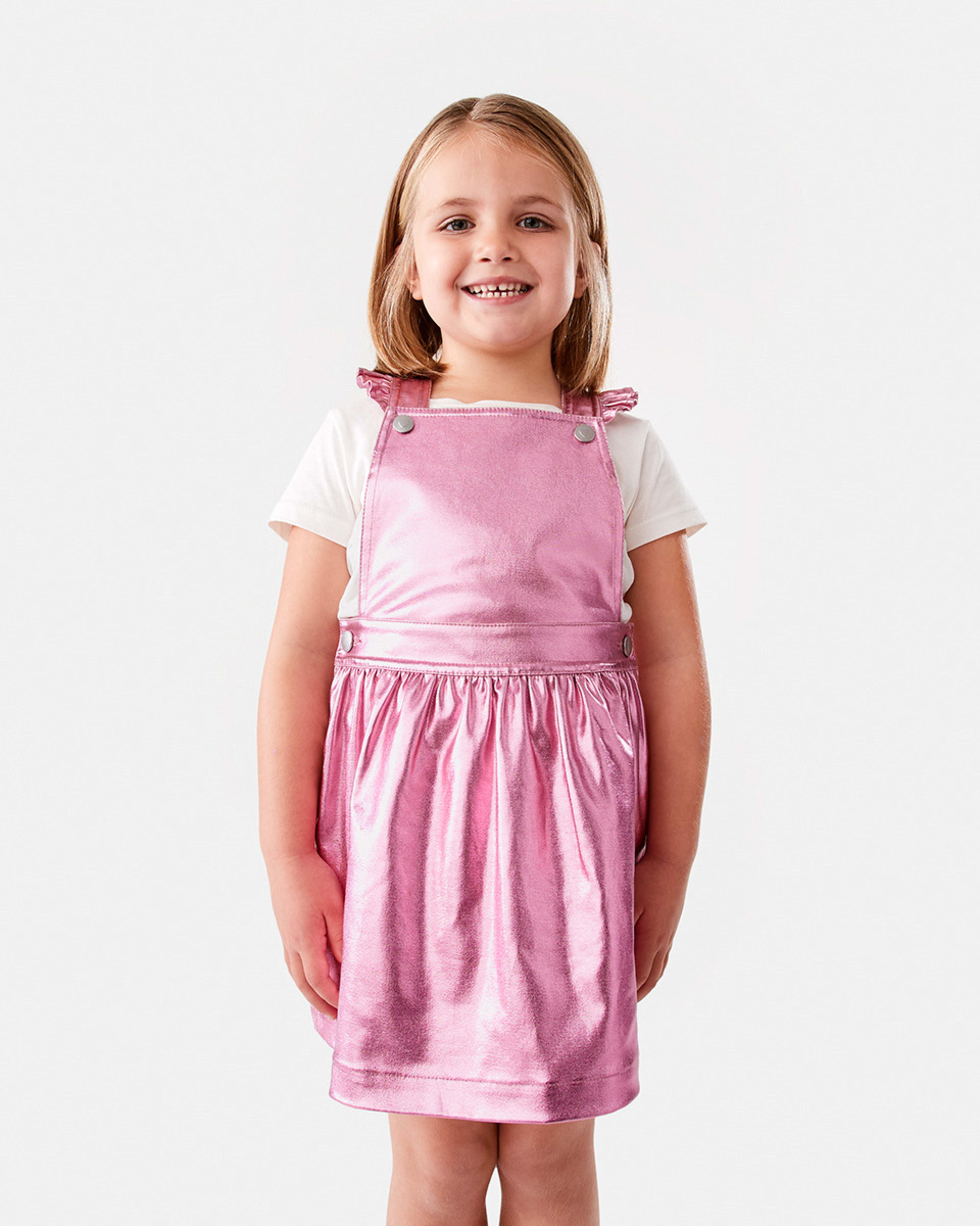 1 Pinafore Dress Pnk Foil S