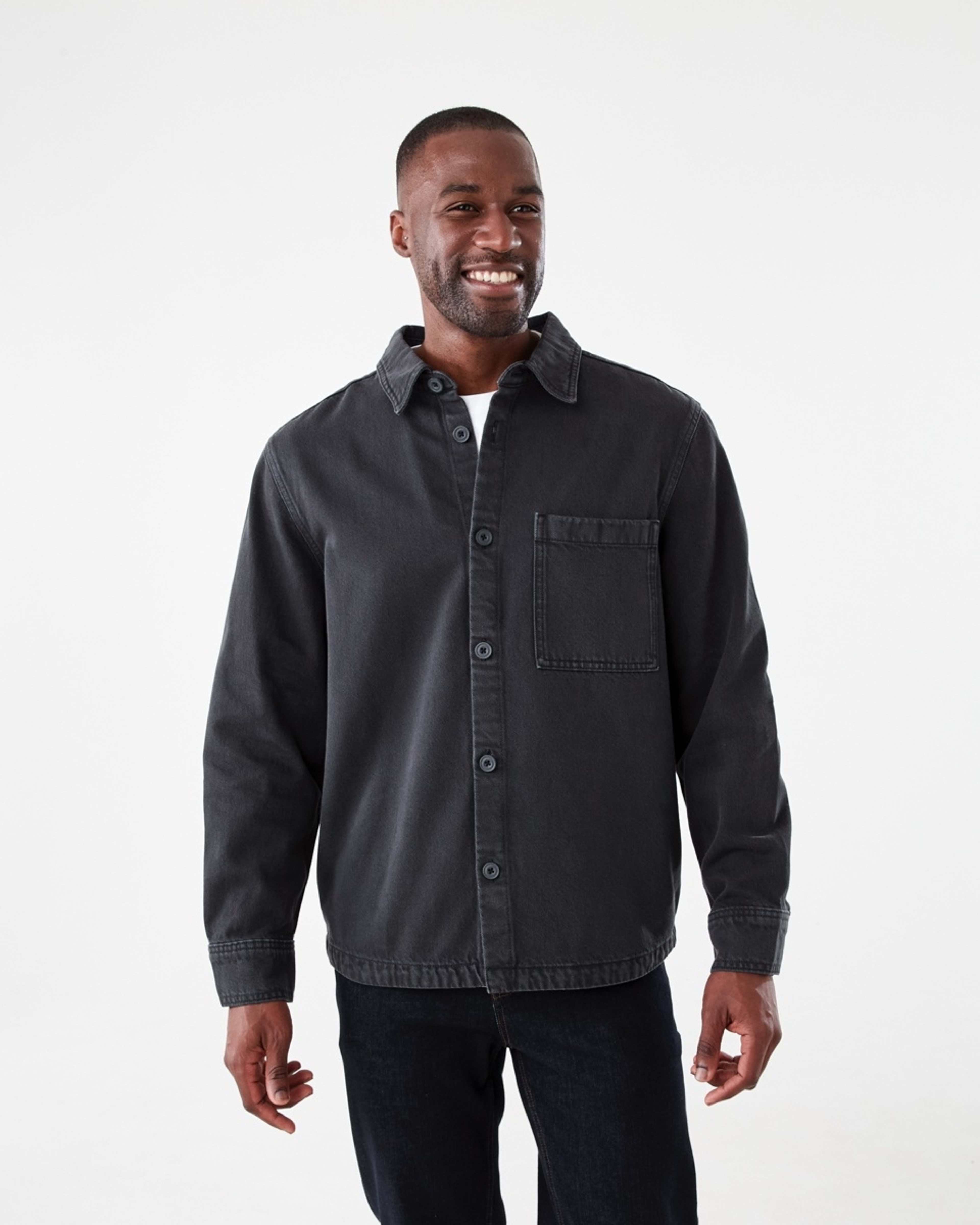 2 Long Sleeve Denim Overshirt WASHED BLACK, 2 of 7