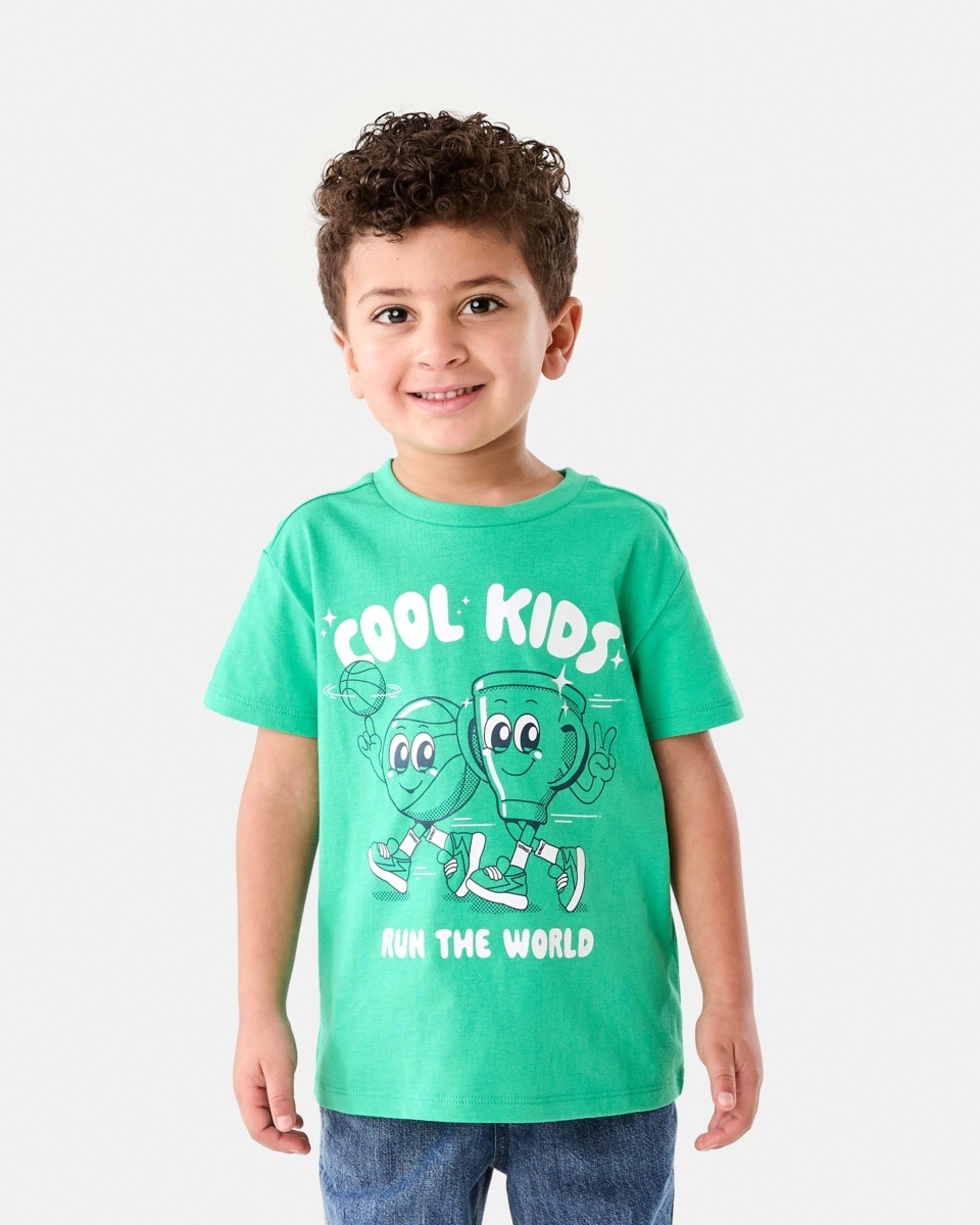 1 Chest Print T-shirt COOL KIDS SPORT APPLE GREEN, 1 of 6