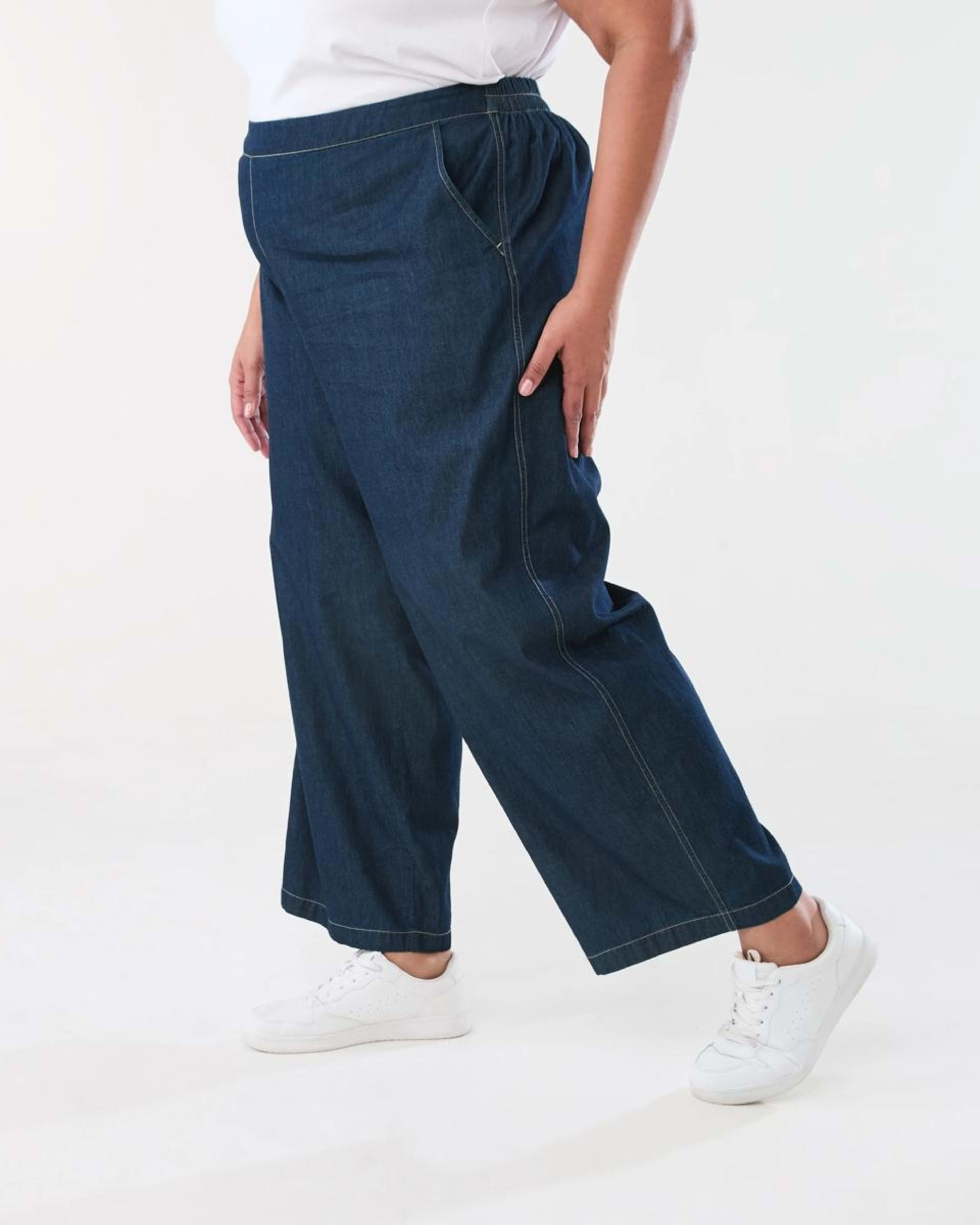 2 Curve Chambray Wide Leg Pants DARK DENIM WASH, 2 of 5