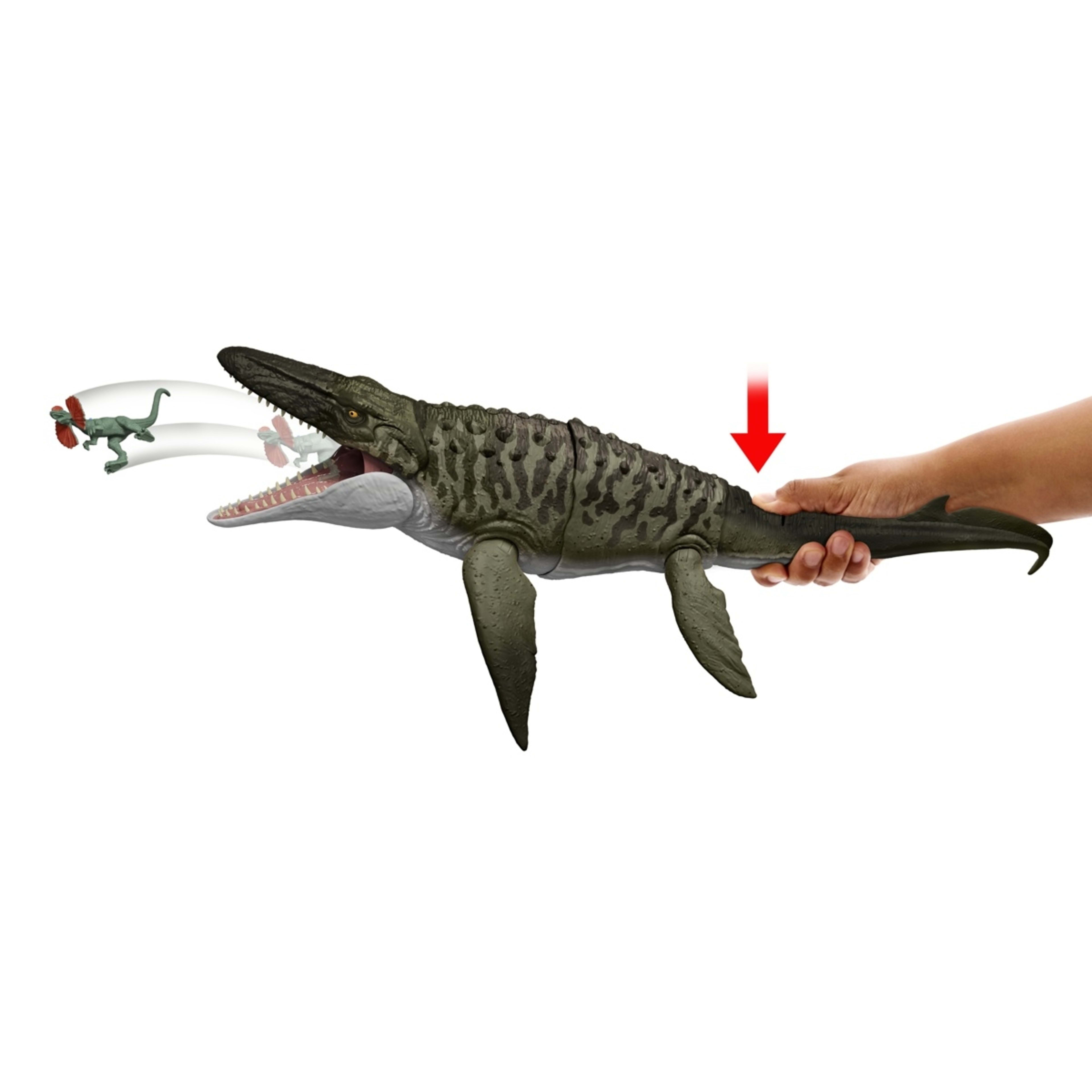 5 Jurassic World Rebirth Bite 'N Blast Mosasaurus Action Figure & Mini Dilophosaurus, 5 of 7