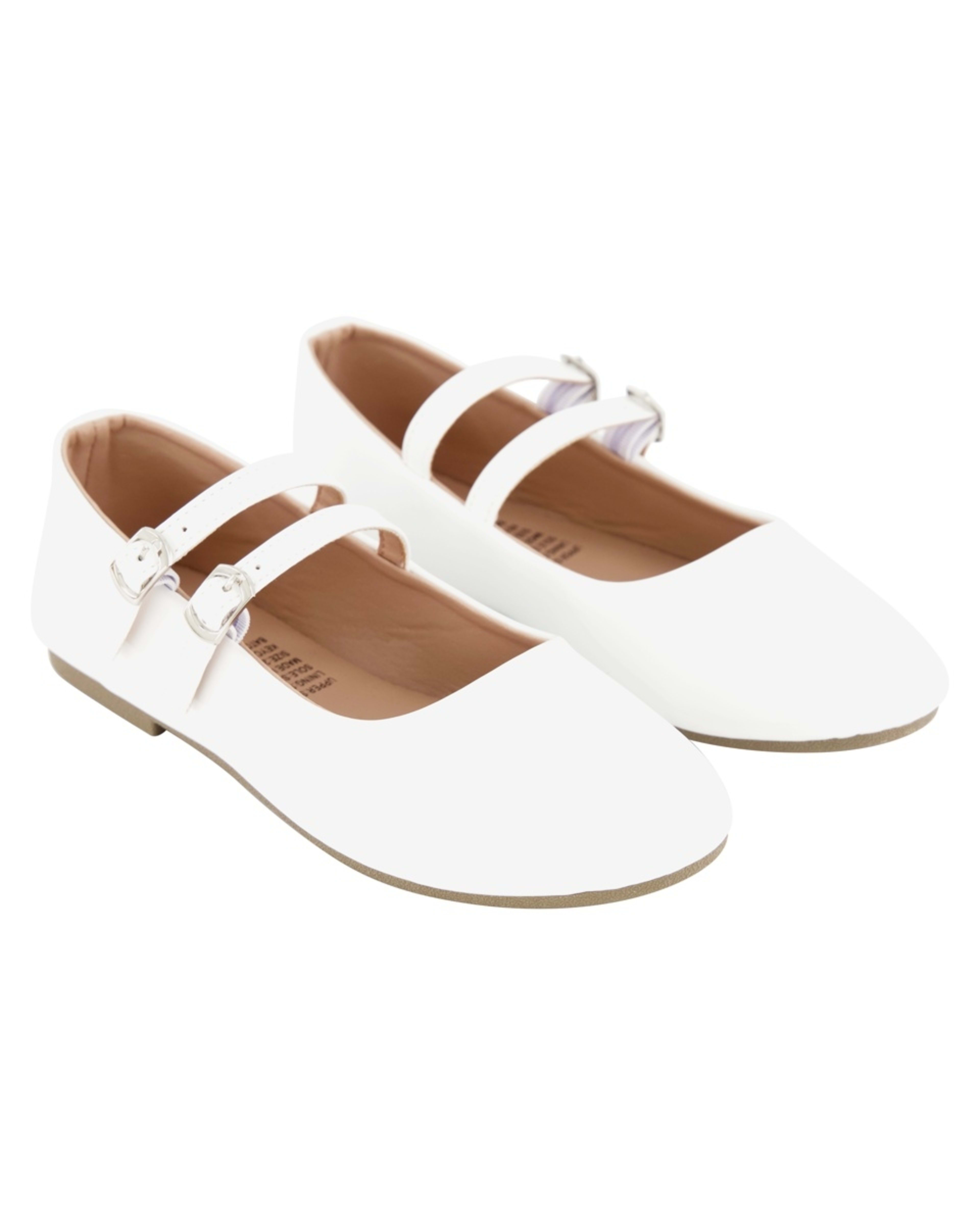 4 Senior Double Buckle Flats White, 4 of 5