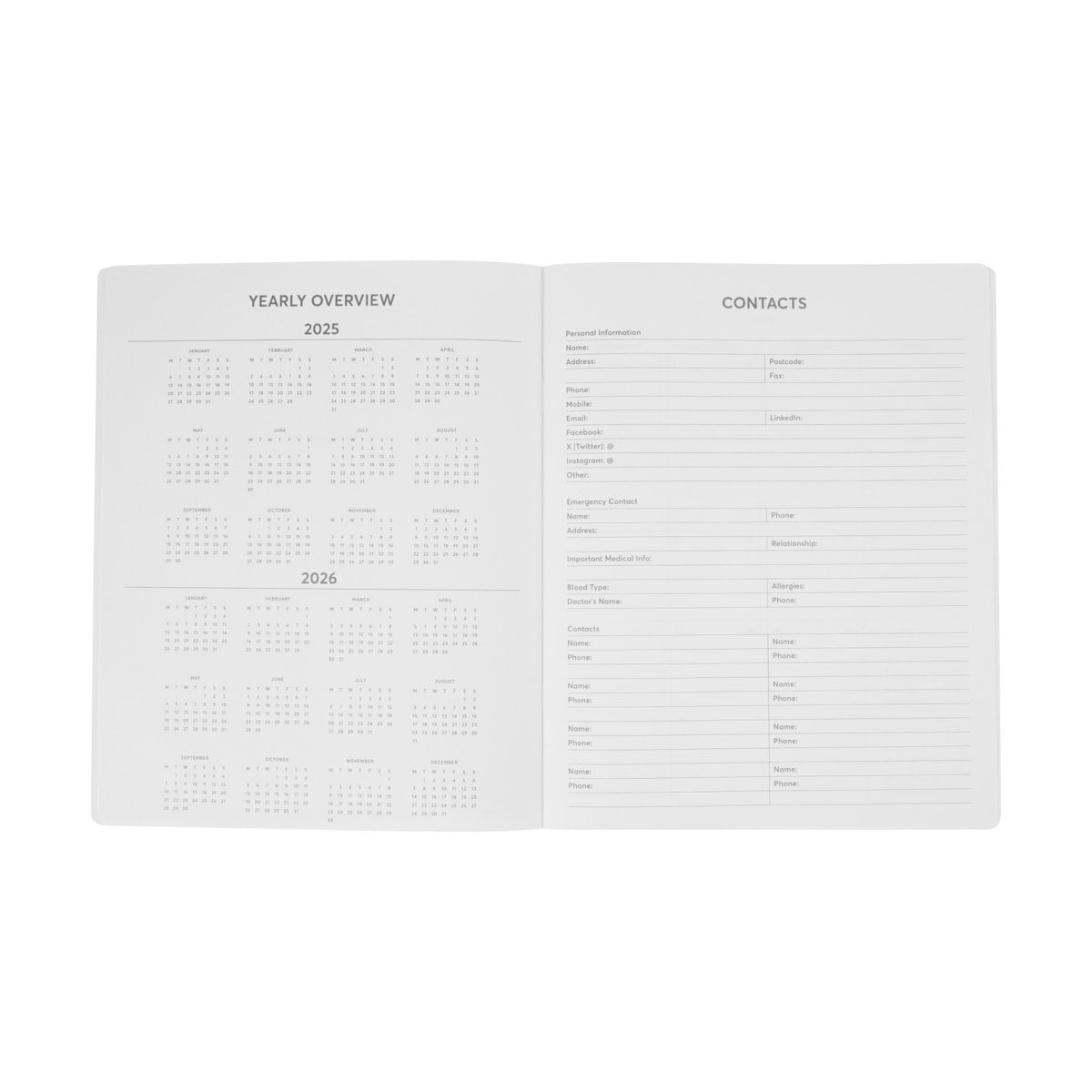 2025 Monthly Planner Diary Black Kmart