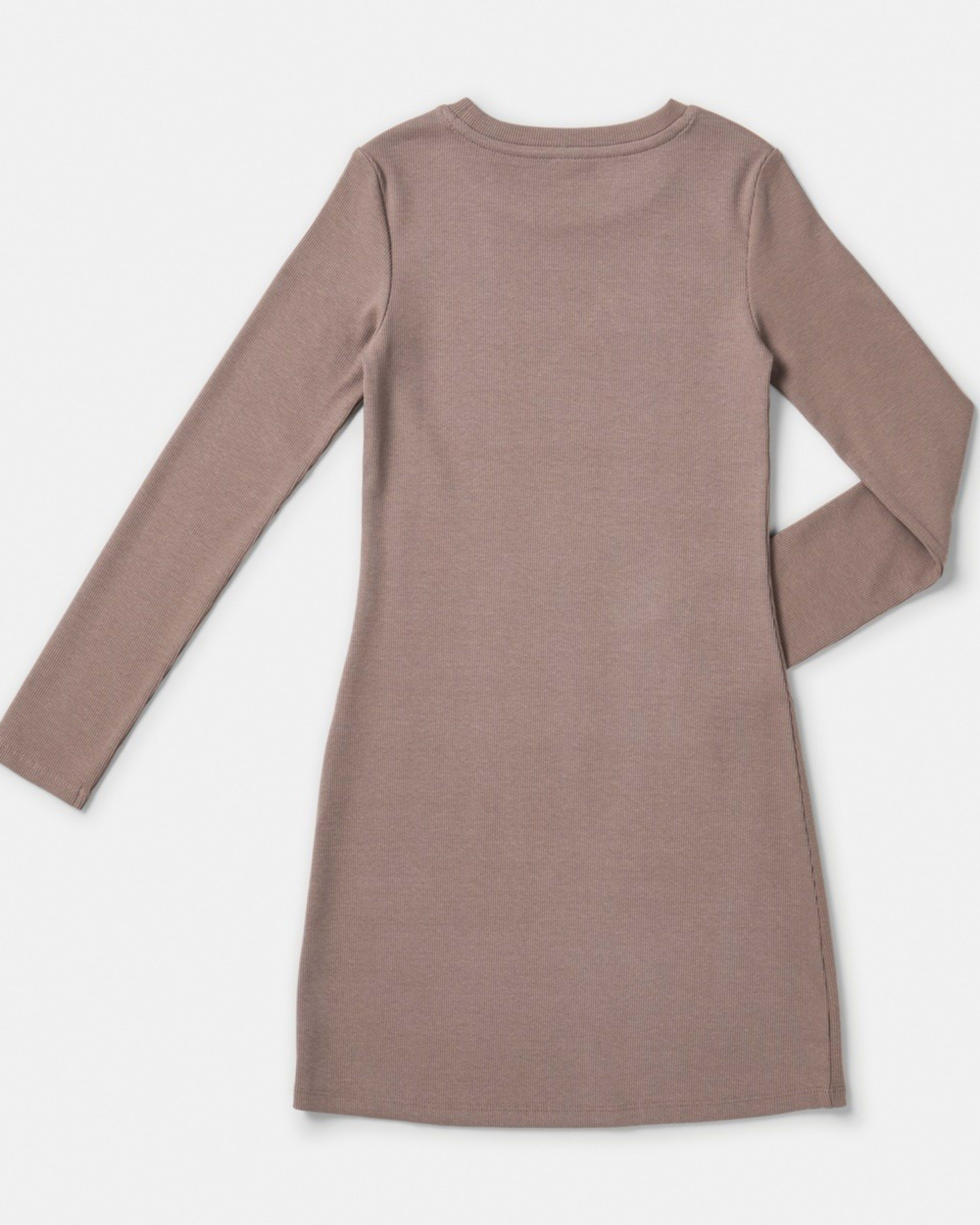 6 Long Sleeve Ribbed Knit Dress Wash Brn, 6 of 6