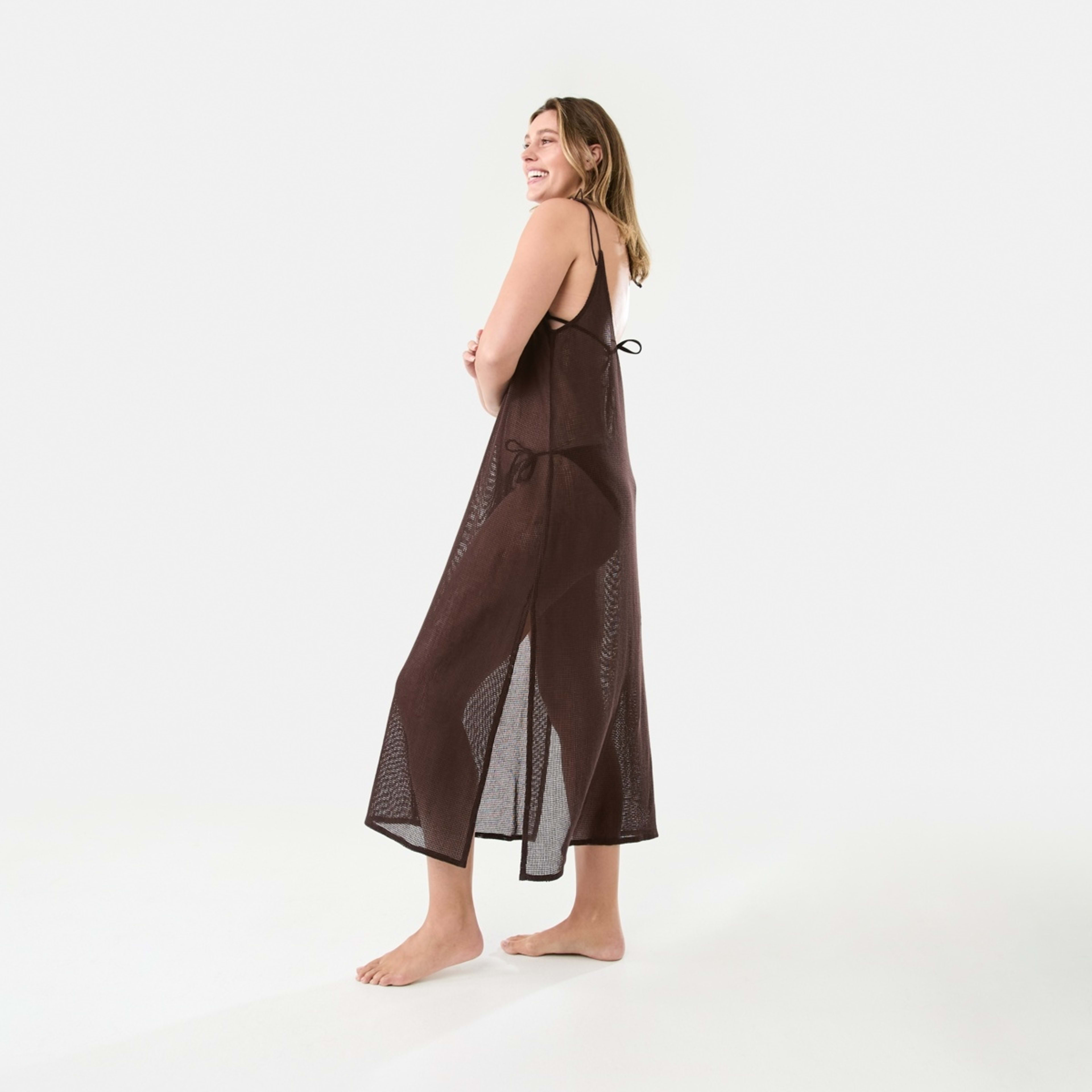 2 Open Mesh Maxi Dress Plum Brown, 2 of 6