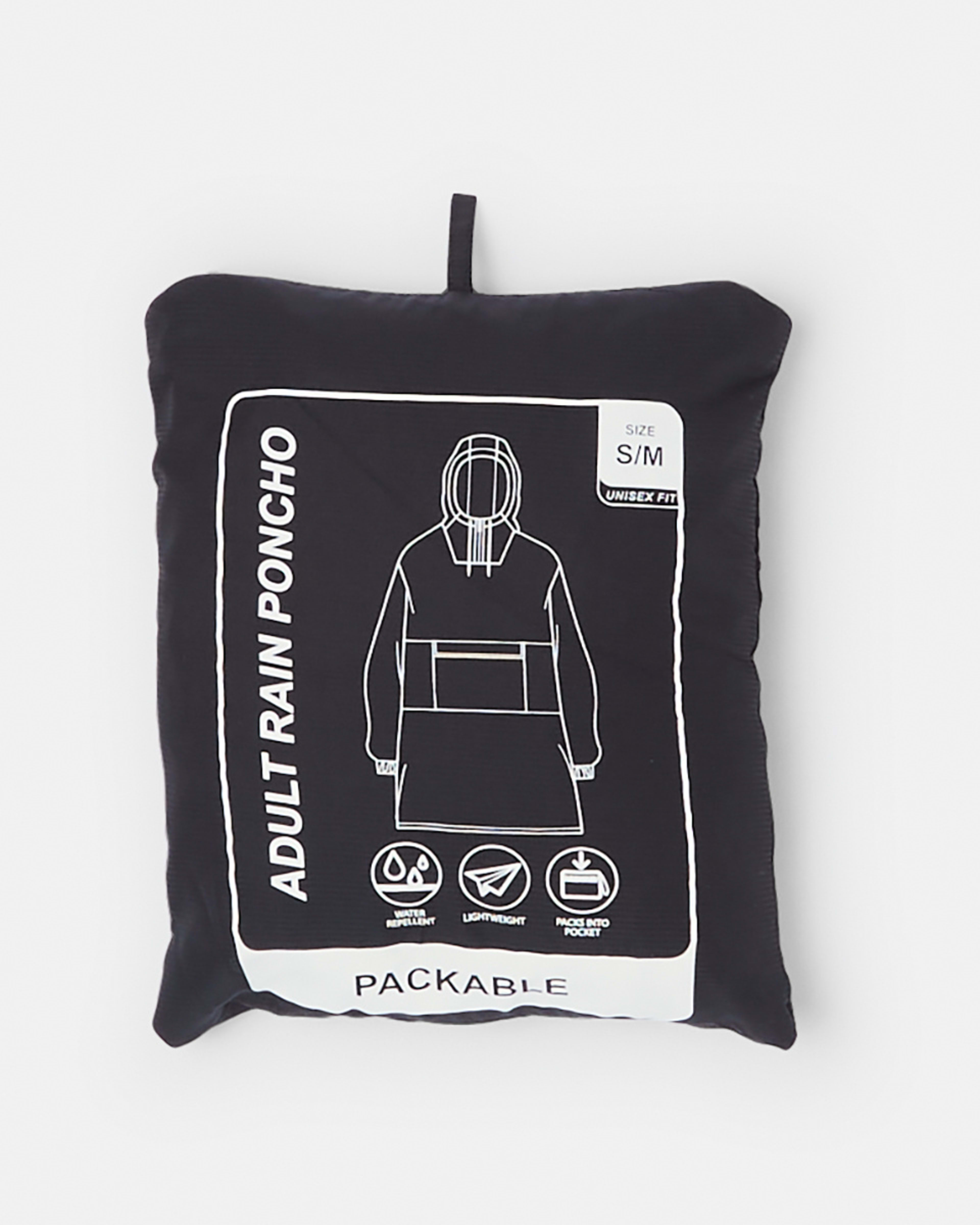 8 Active Mens Packable Poncho BLACK, 8 of 8