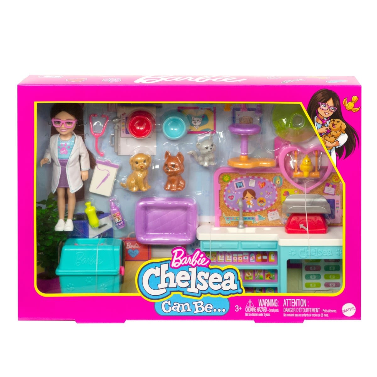 Barbie Chelsea Swing Set Playset with Chelsea Doll 6 in Brunette Swing & Slide Wearing Star-Print Skirt Pet Puppy Gift for 3 to 7 Year Olds 