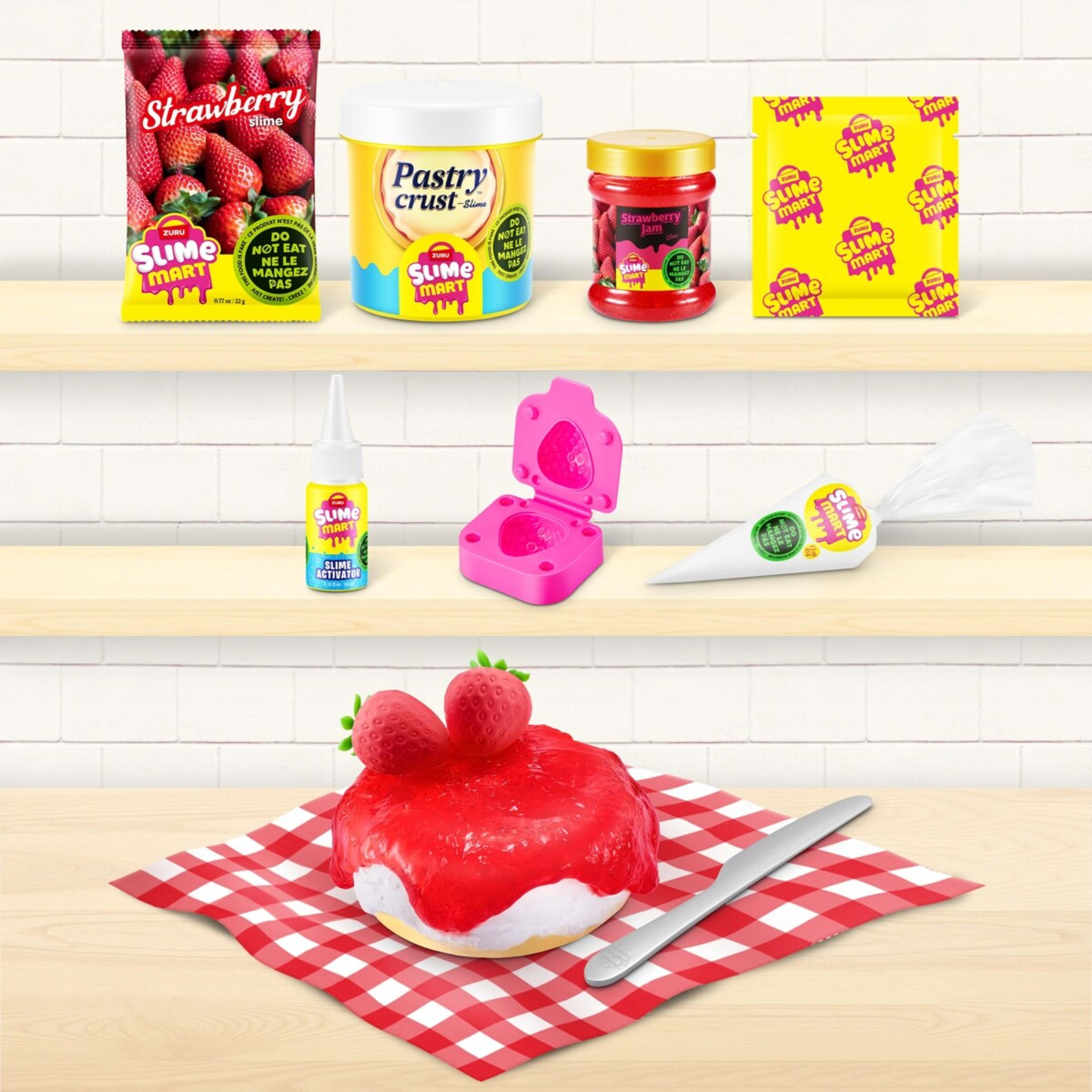 6 12 Piece Zuru Slime Mart Strawberry Cheesecake Playset, 6 of 8