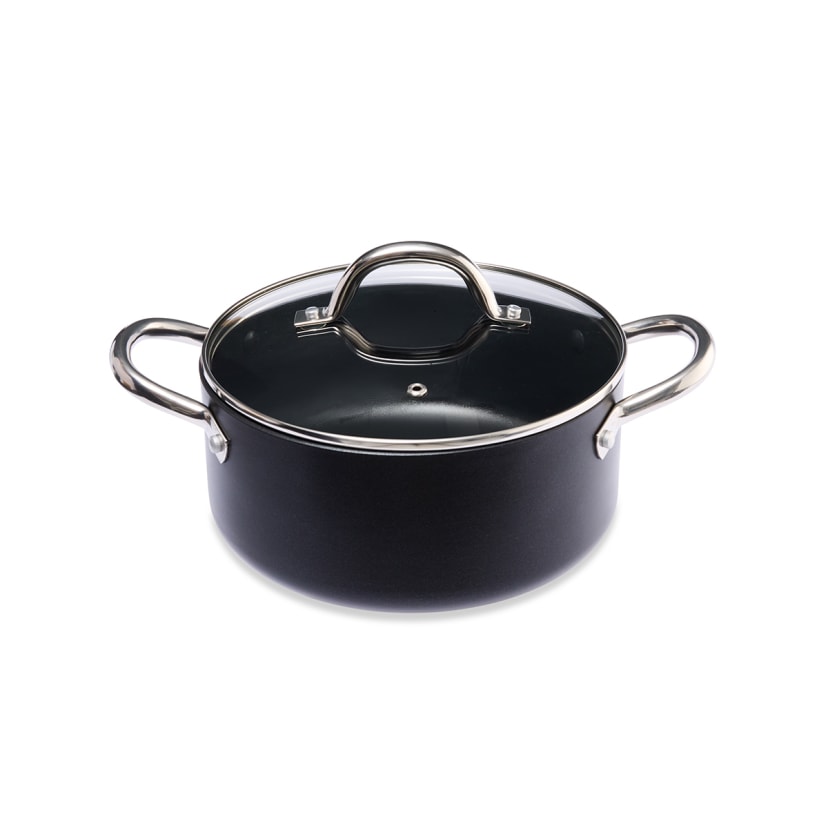 5 Piece NonStick Hard Anodised Cookware Set Black Kmart