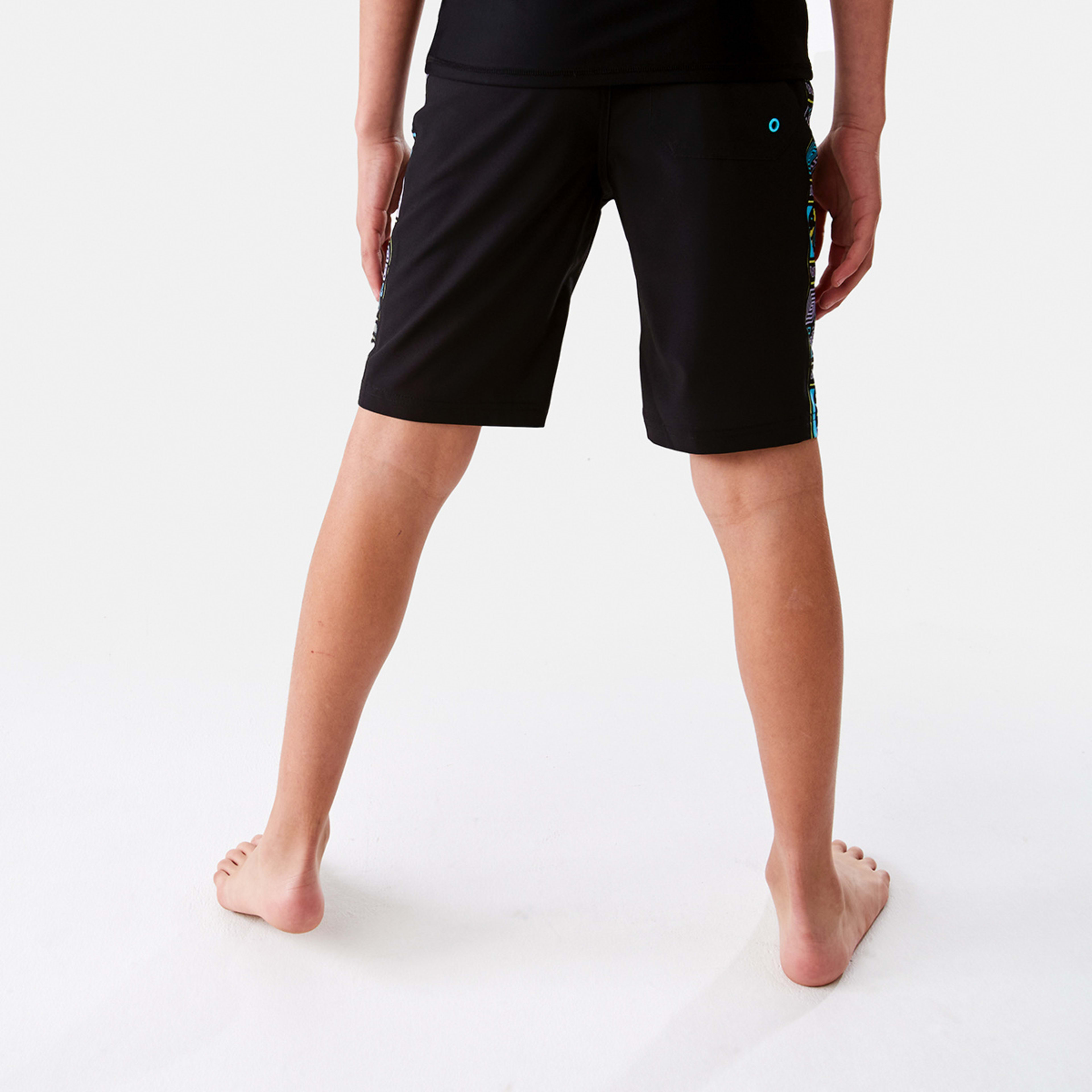 2 Panel Print Swim Shorts Black, 2 of 8
